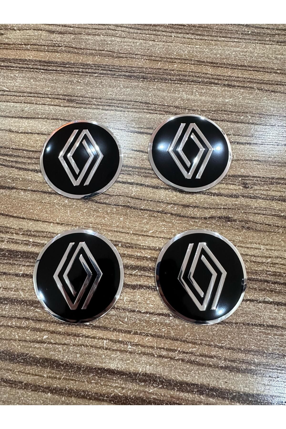 OEM RENAULT Yeni Tasarım Logolu Alüminyum A Kalite Jant Göbeği Arması Sticker 56-57 Mm 4 Adet