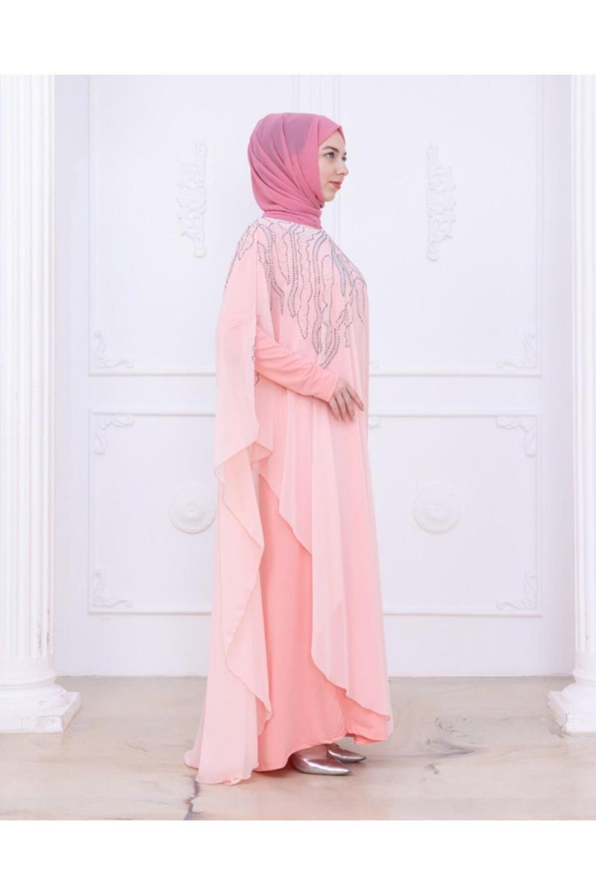 Tebrikler tekstil kadın şık 2 parçalı kaftan model 4467