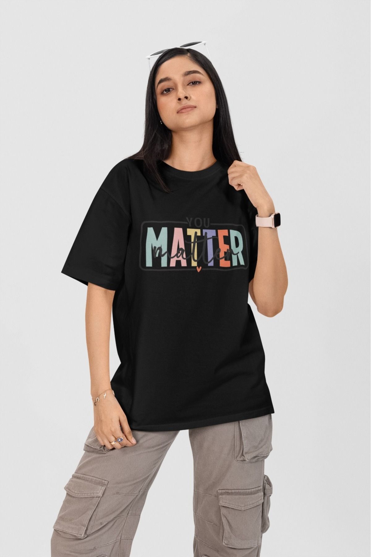 Butik %100 PAMUK ERKEK/KADIN -YOU MATTER- TRANSFER BASKILI YUVARLAK YAKA KISA KOL TİŞÖRT