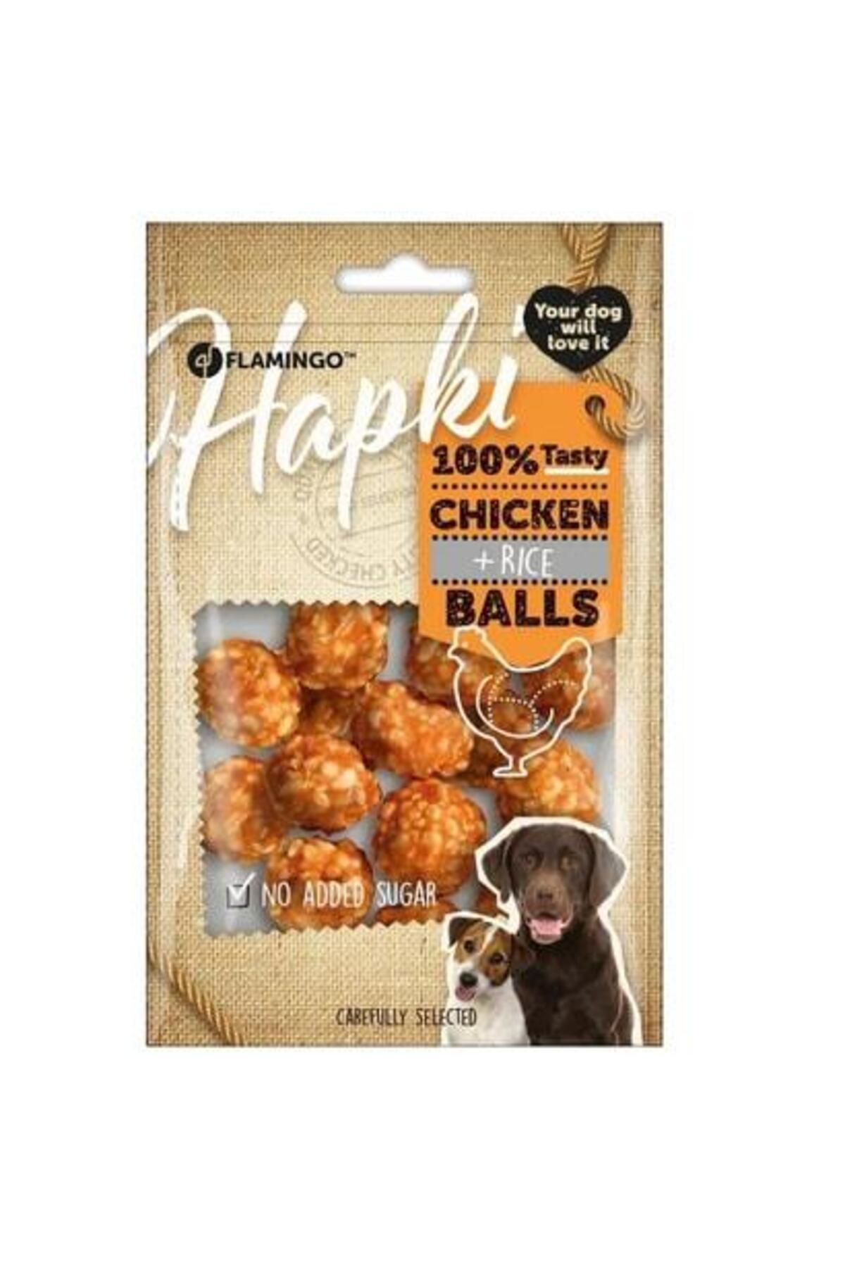FLAMINGOO Flamingo Hapki Tavuklu ve Pirinçli Top Köpek Ödül Maması 75 Gr
