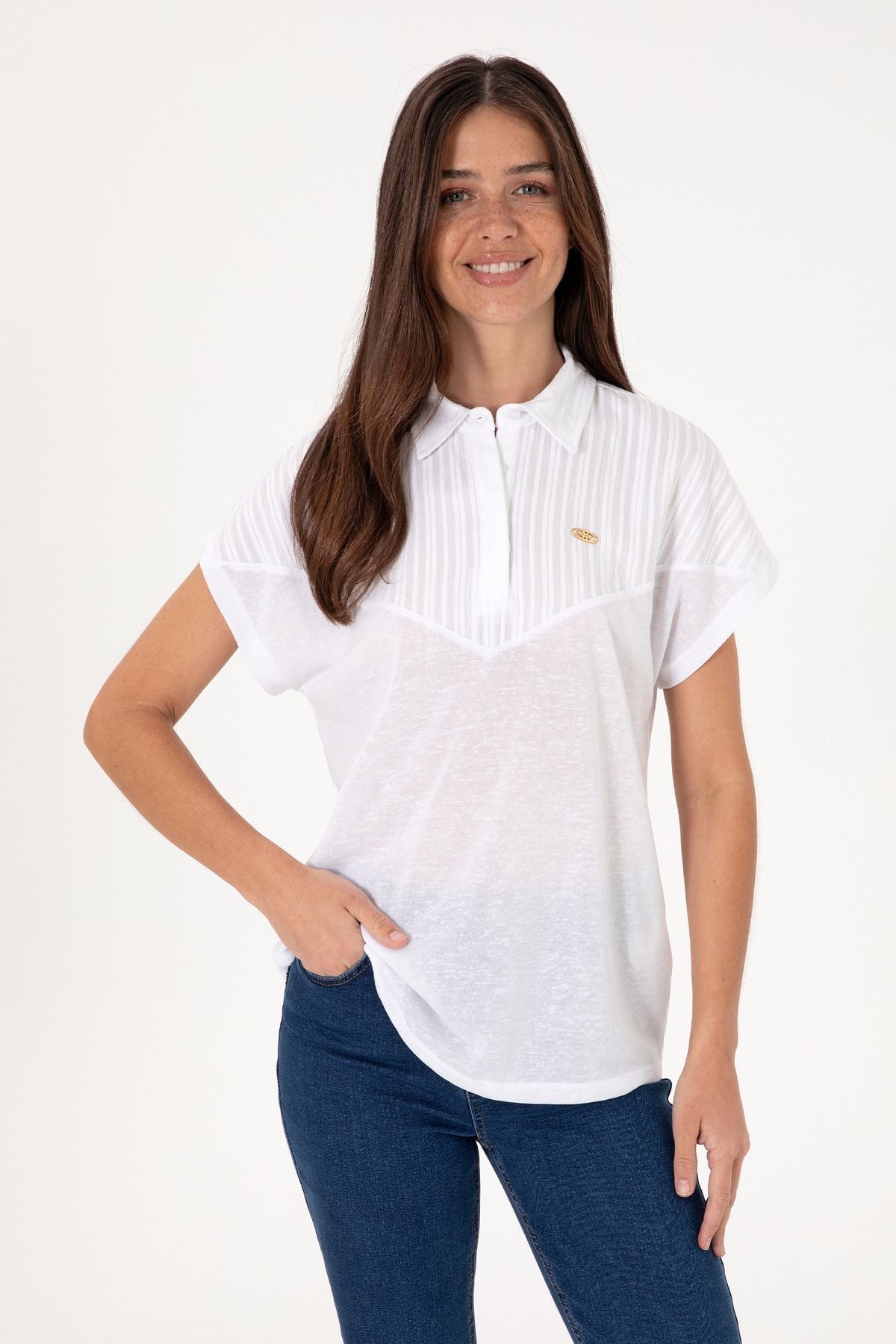U.S. Polo Assn. Kadın Beyaz Tişört 50300663-VR013