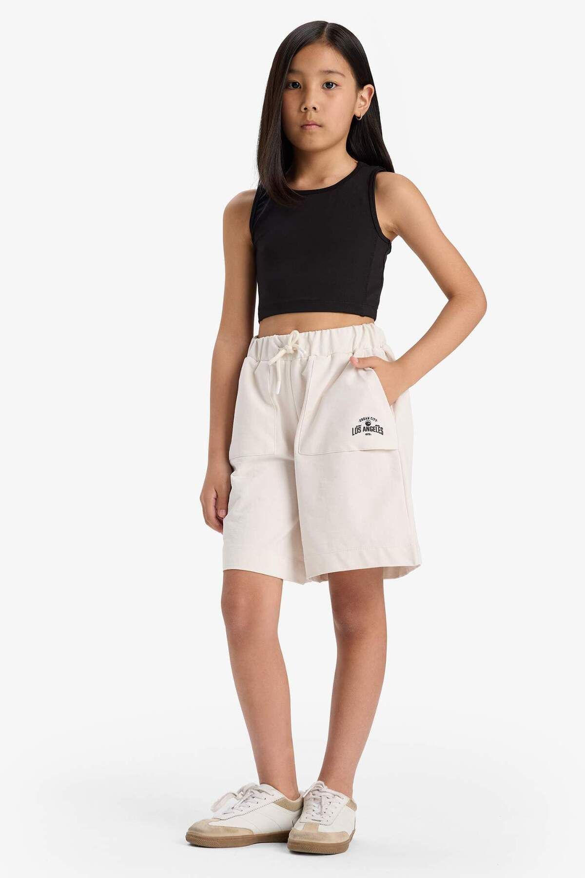 DeFacto-Girl's Basic Plain Shorts with Elastic Waist B0847A825Hs 2
