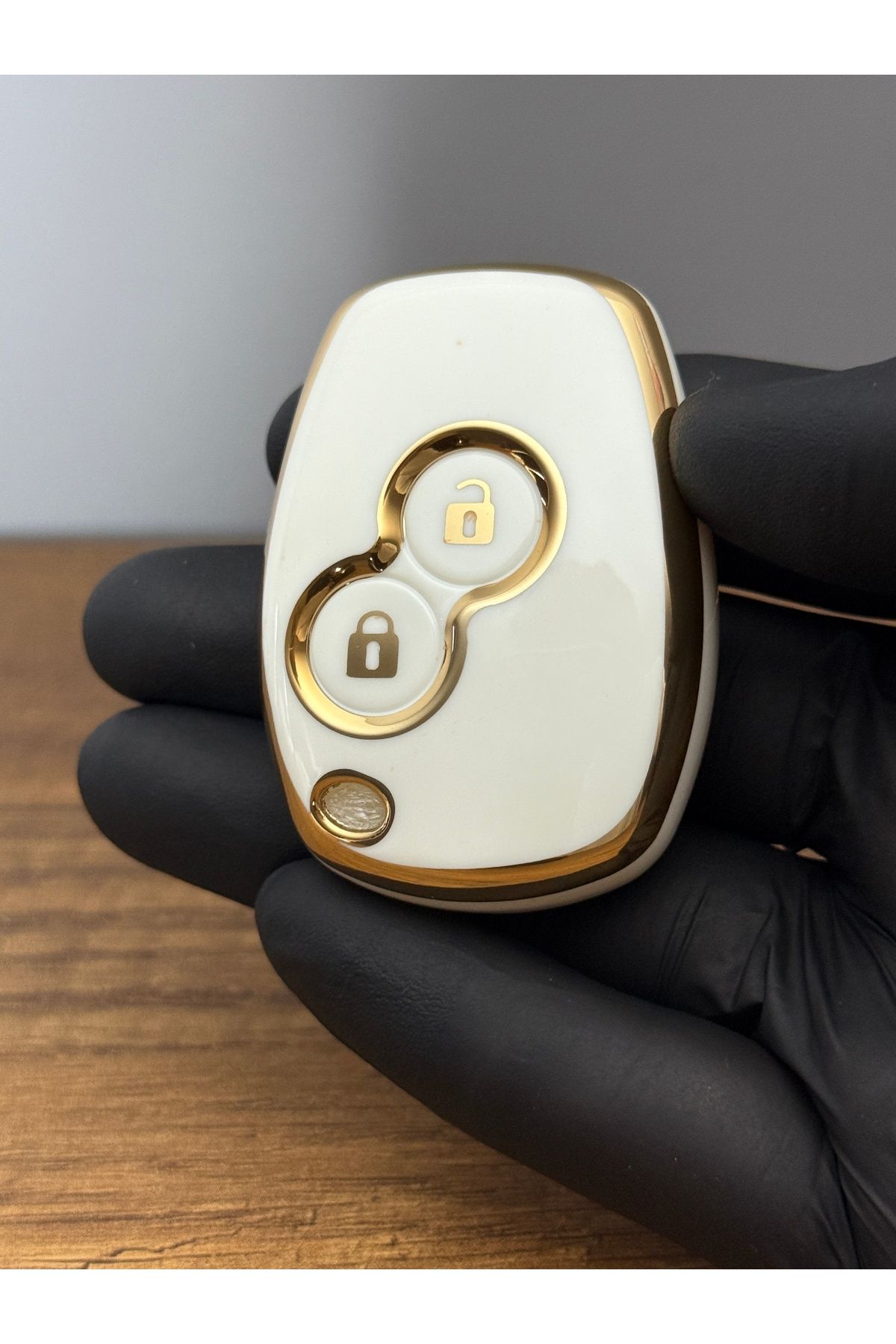 Mavi Keys Renault Clio Scenic Megane Duster Sandero Captur Twingo 2 Düğmeli Silikon Kumanda Kılıf Beyaz