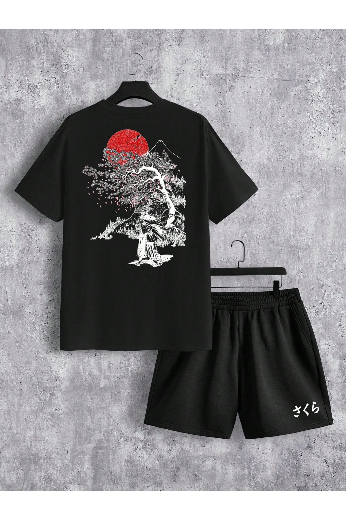 Velostra Unixsex T-shirt ve Şort ikili takım Japon Samuray baskılı