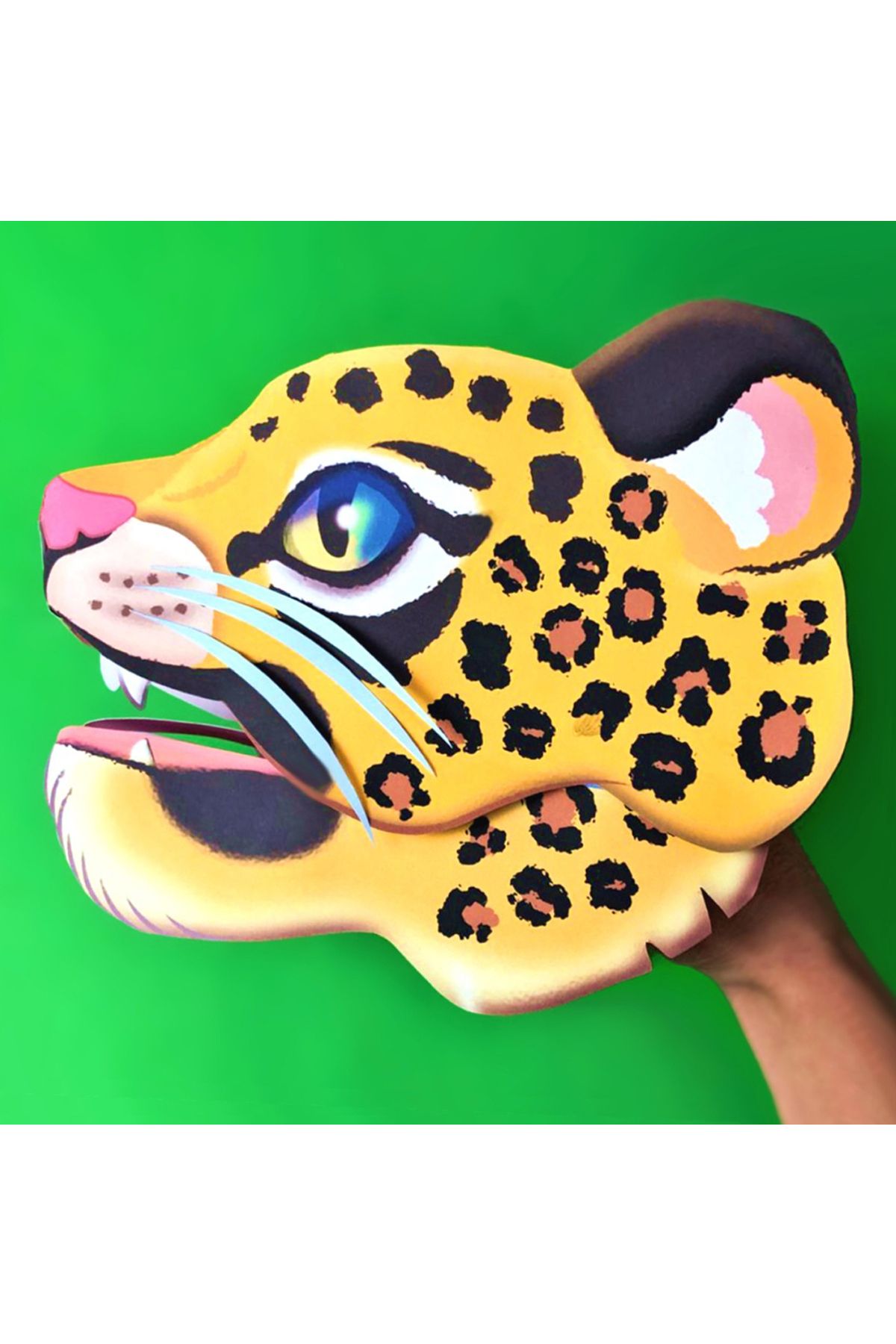 Probest DESIGN Leopar El Kuklası, Mentossori Kes Yapıştır Kuşe Kukla El Becerisi