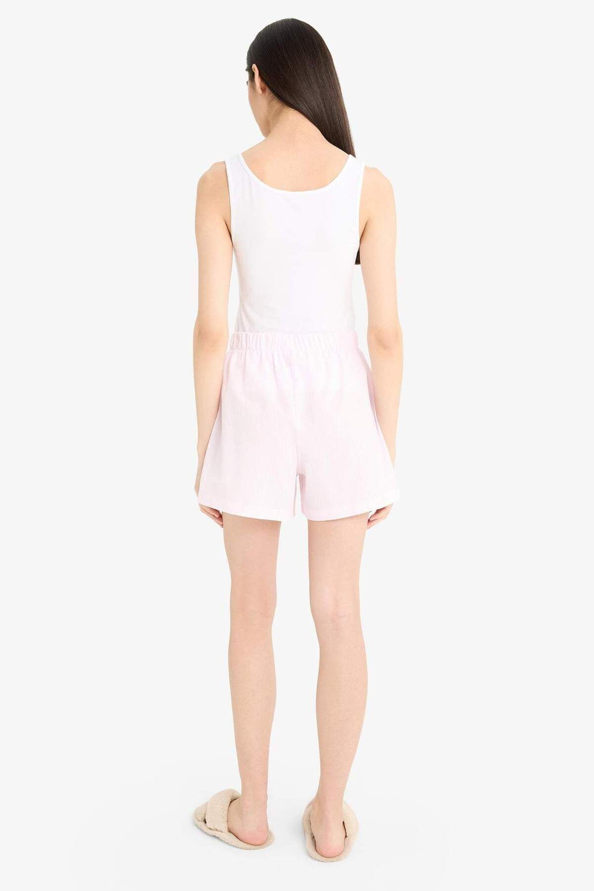 DeFacto-Regular Fit Short Length Poplin Set de 2 pijamale Bottom-fall In Love E4342ax25sm 8