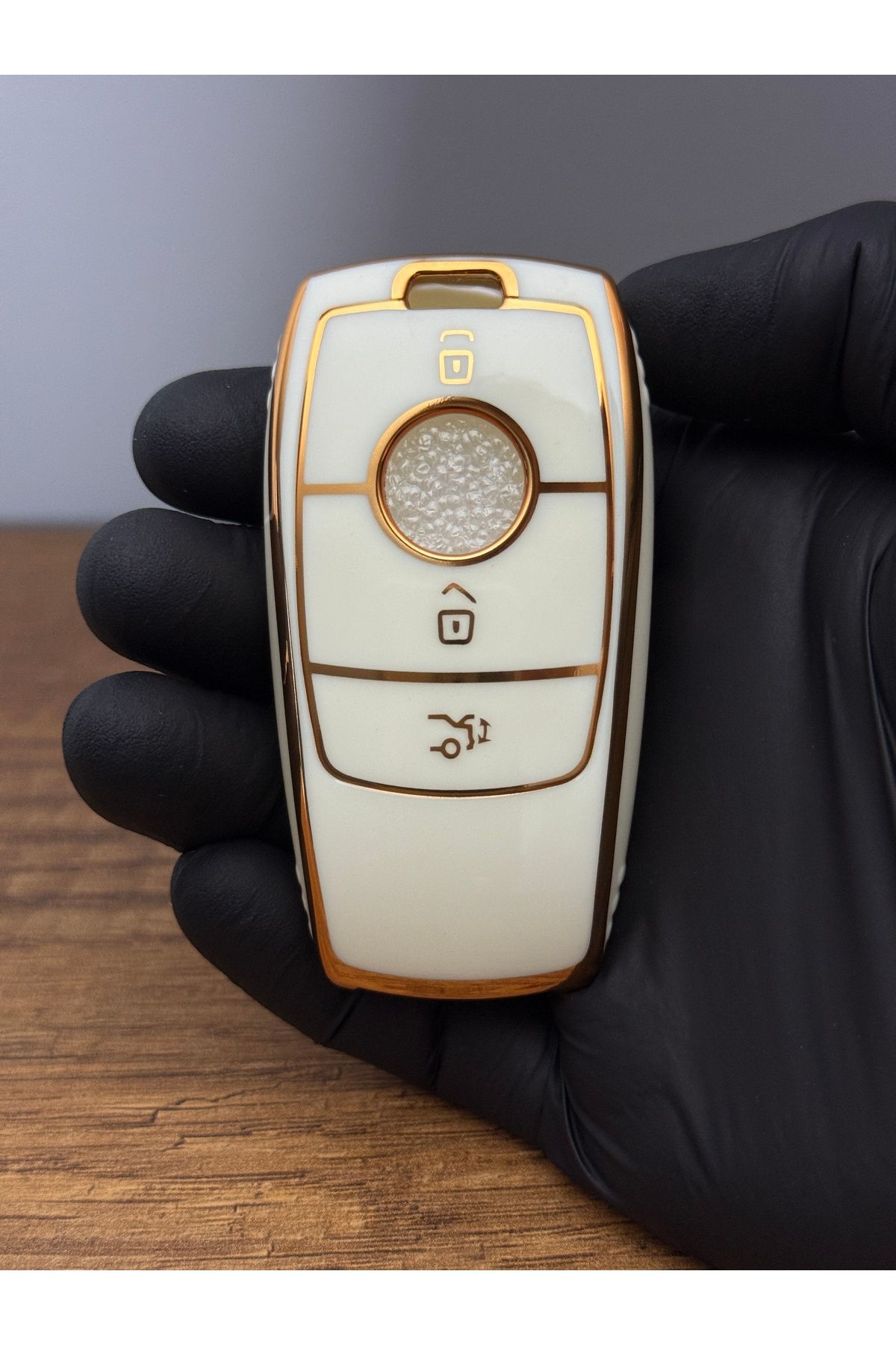Mavi Keys Mercedes C, E, S, G Class AMG Smart Uyumlu 3 Düğmeli Silikon Anahtar Kumanda Kılıfı – Nano – Beyaz