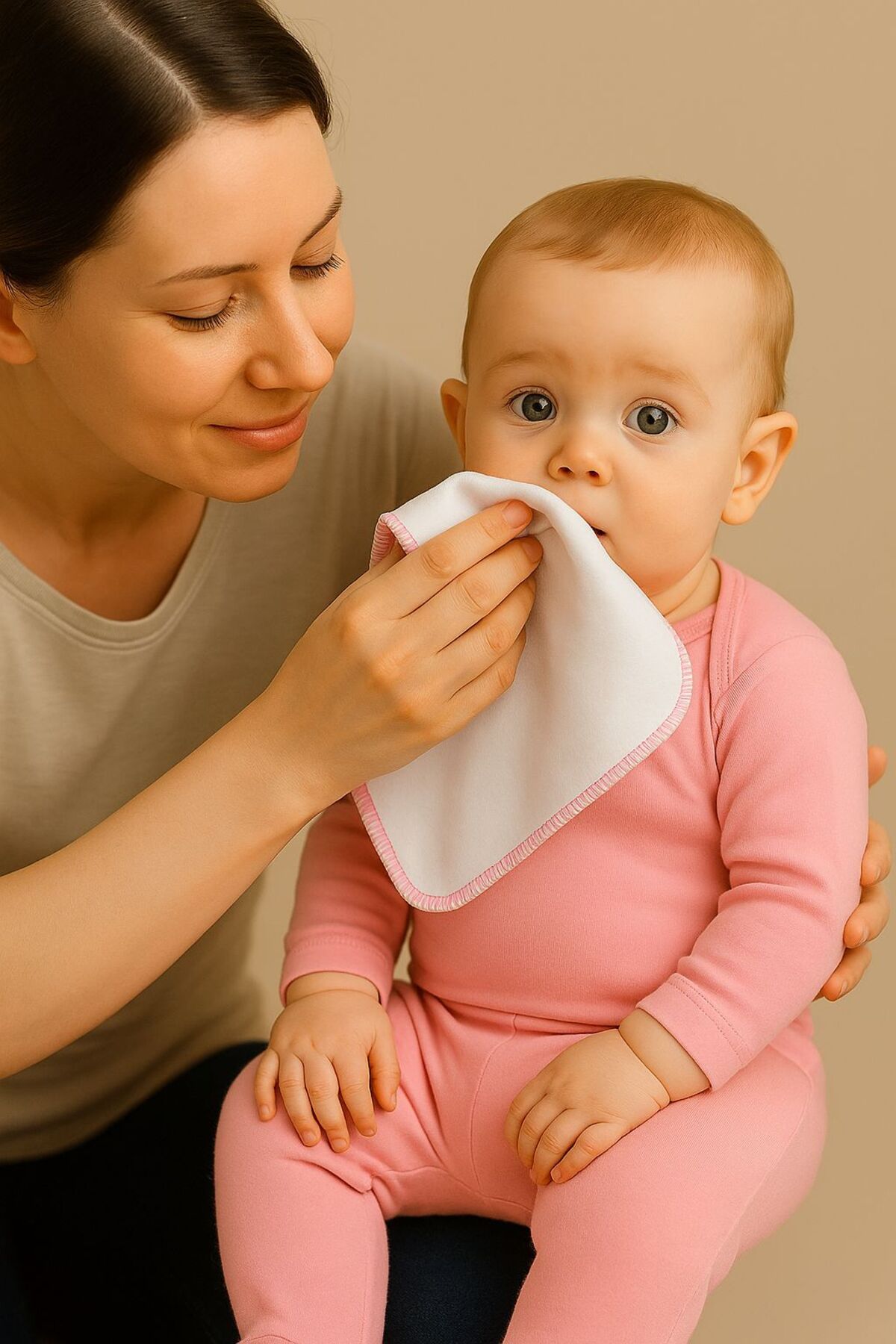 kidszone %100 Pamuklu 10 Adet Bebek Ağız Silme Mendili Çeşitli Renklerde Ağız Silme Mendili
