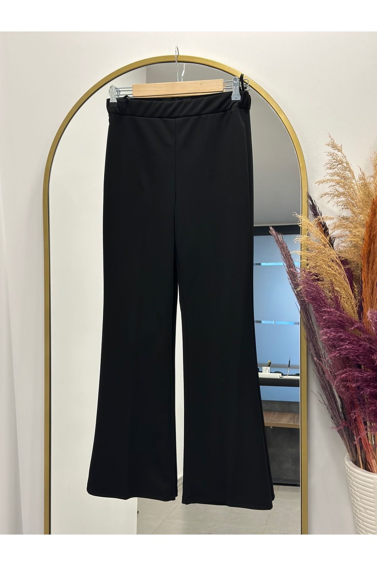 MİHRA STORE Ceyda İspanyol Paça Skuba Pantolon-MT1448 Siyah