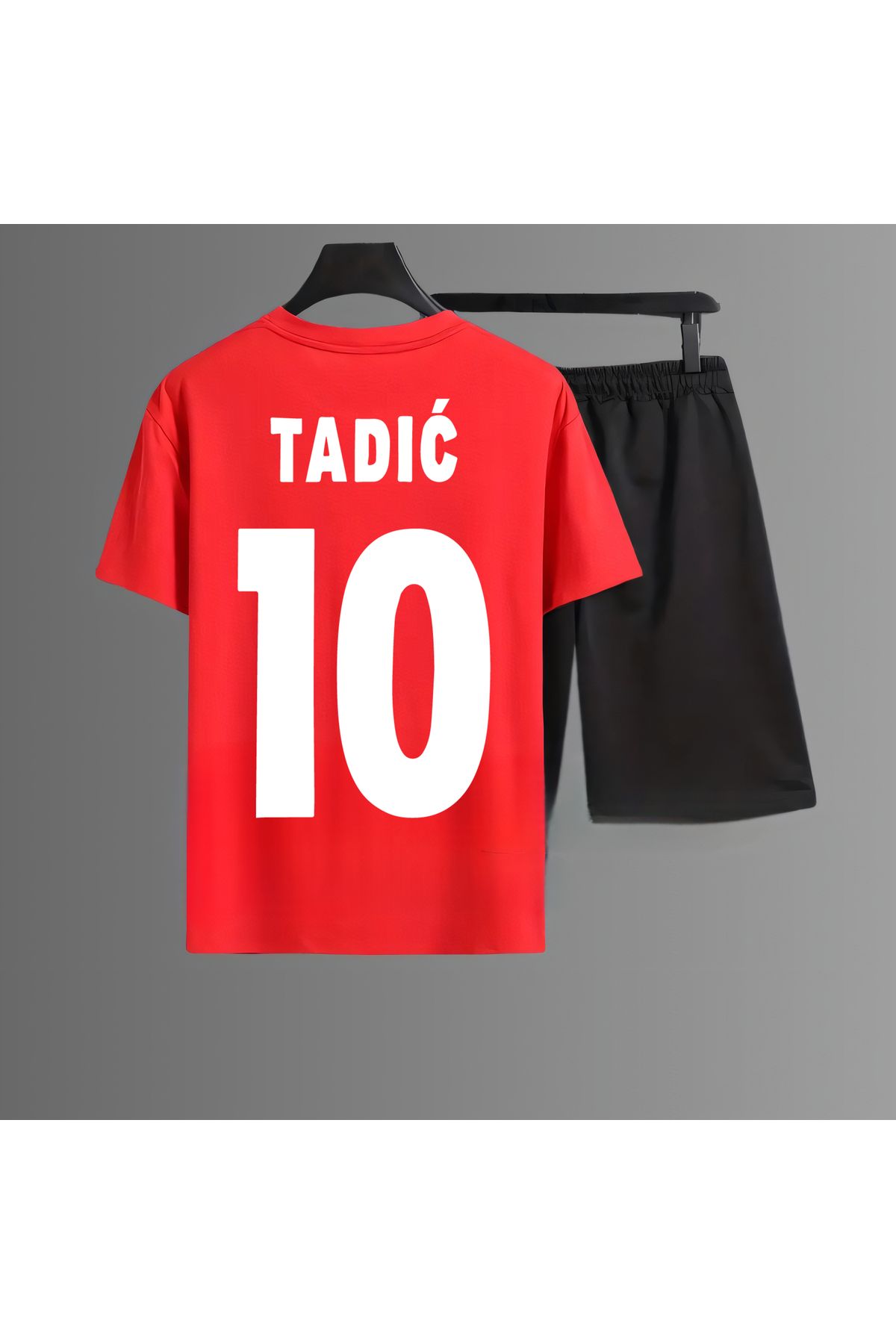 Biy Store Dusan Tadic sırt forma baskılı unisex kadın erkek kısa kollu kırmızı tişört t-shirt şort takımı