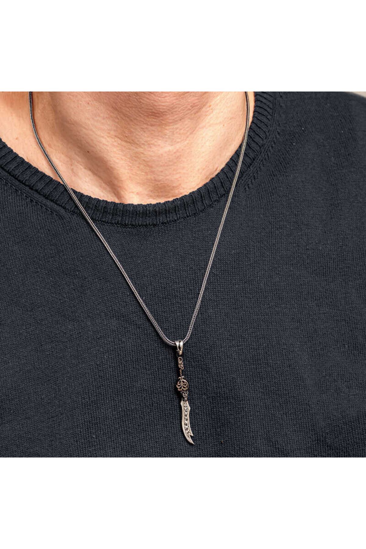 shop Zülfikar Kılıcı Desenli 925 Ayar Erkek Gümüş Kolye