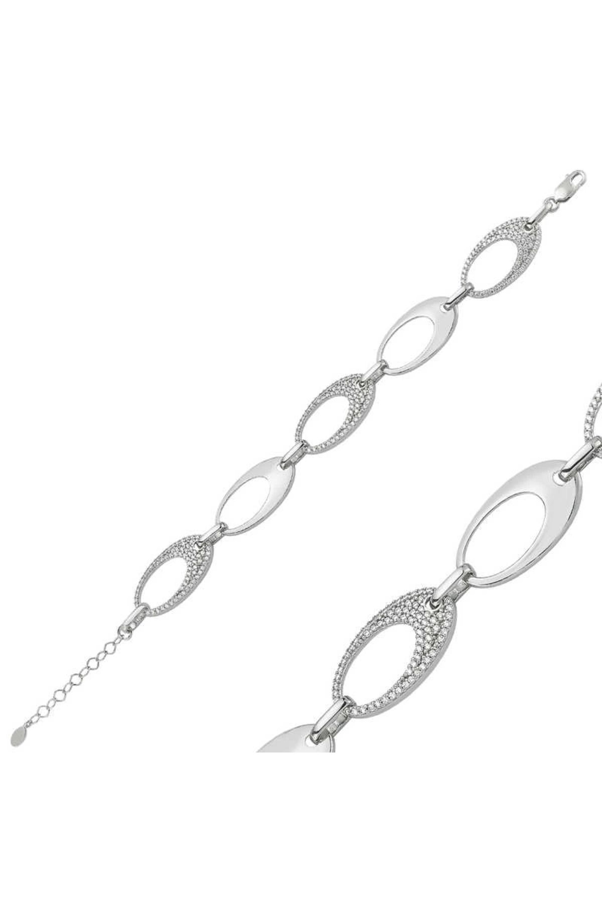 minaydan 925 Ayar Gümüş Taşlı Oval Bileklik