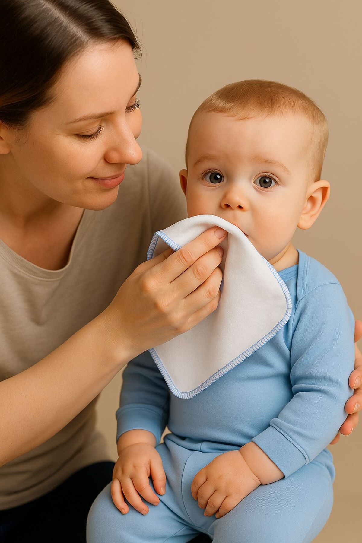 kidszone %100 Pamuklu 10 Adet Bebek Ağız Silme Mendili Çeşitli Renklerde Ağız Silme Mendili