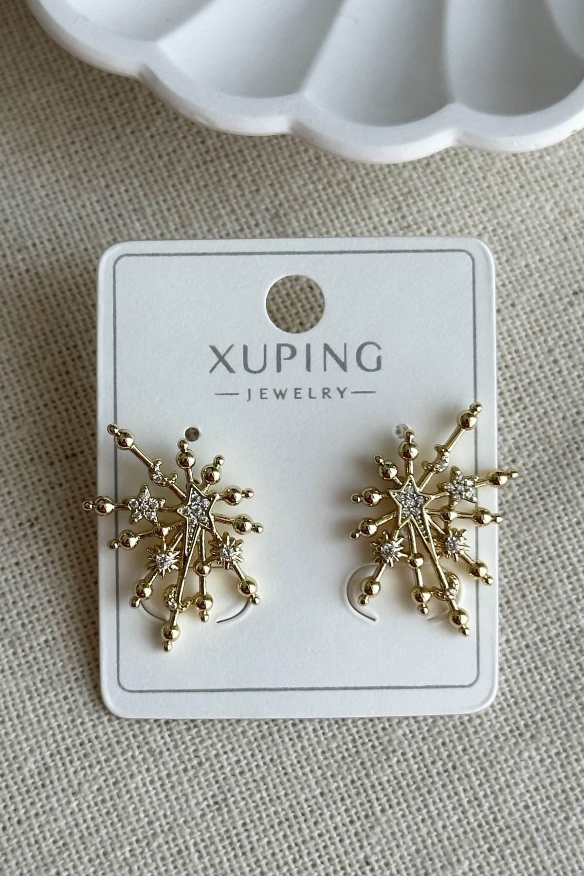 Modacaprea Xuping 14K Yıldızlı Taşlı İğneli Kadın Küpe – Kararmaz | Kadın Takı Xuping Küpe