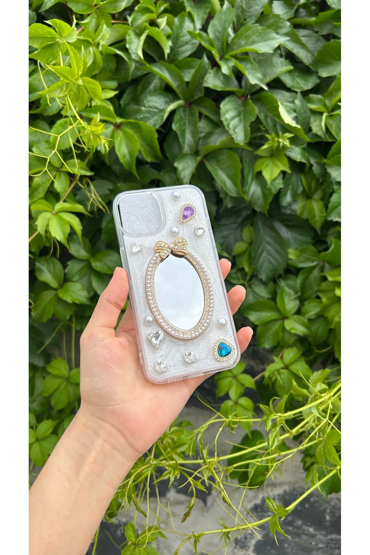 StoreCase Apple İphone Oval Aynalı Taşlı Kılıf