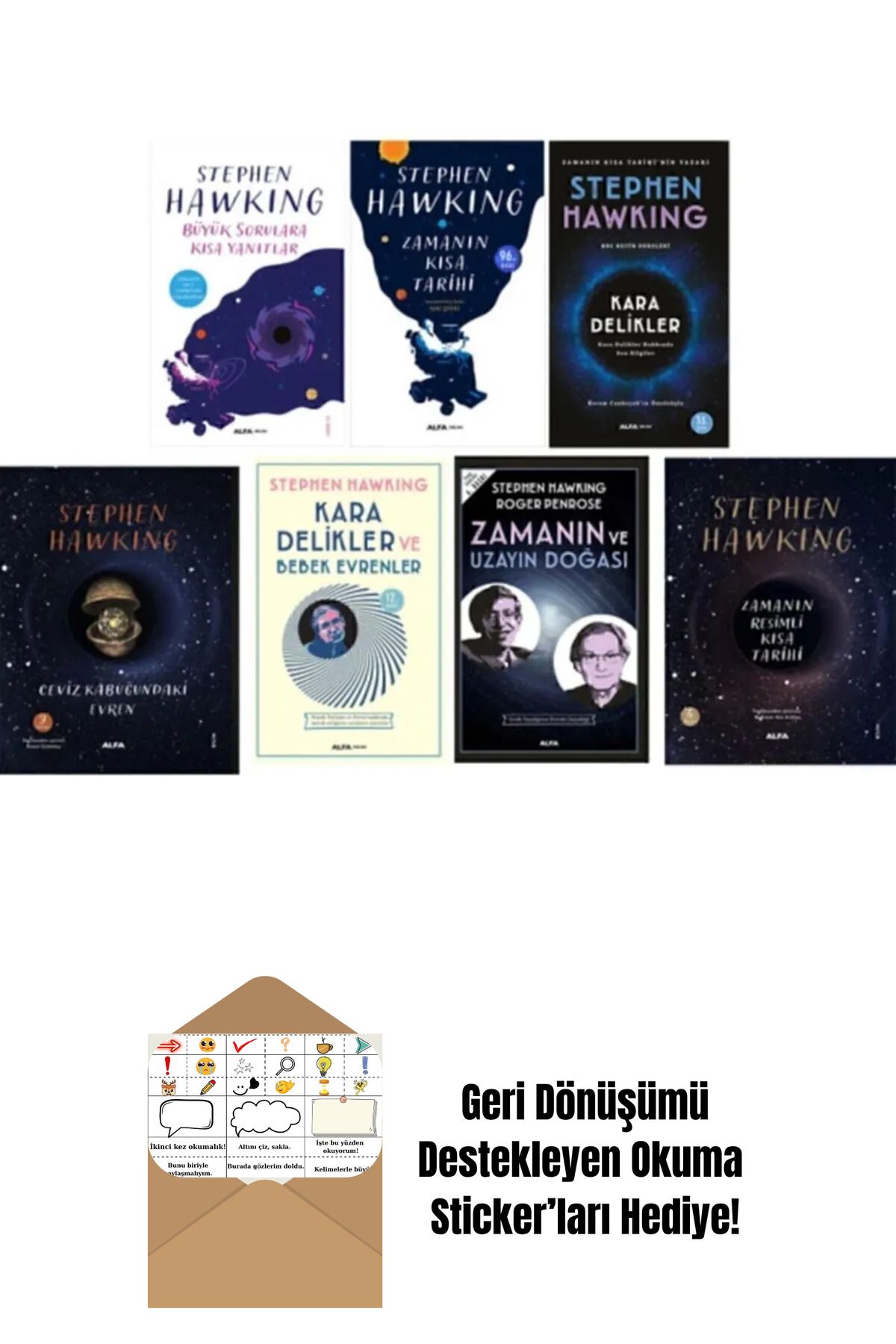 Alfa Yayınları Stephen Hawking 7 Kitap Set + Okuma Sticker'ları