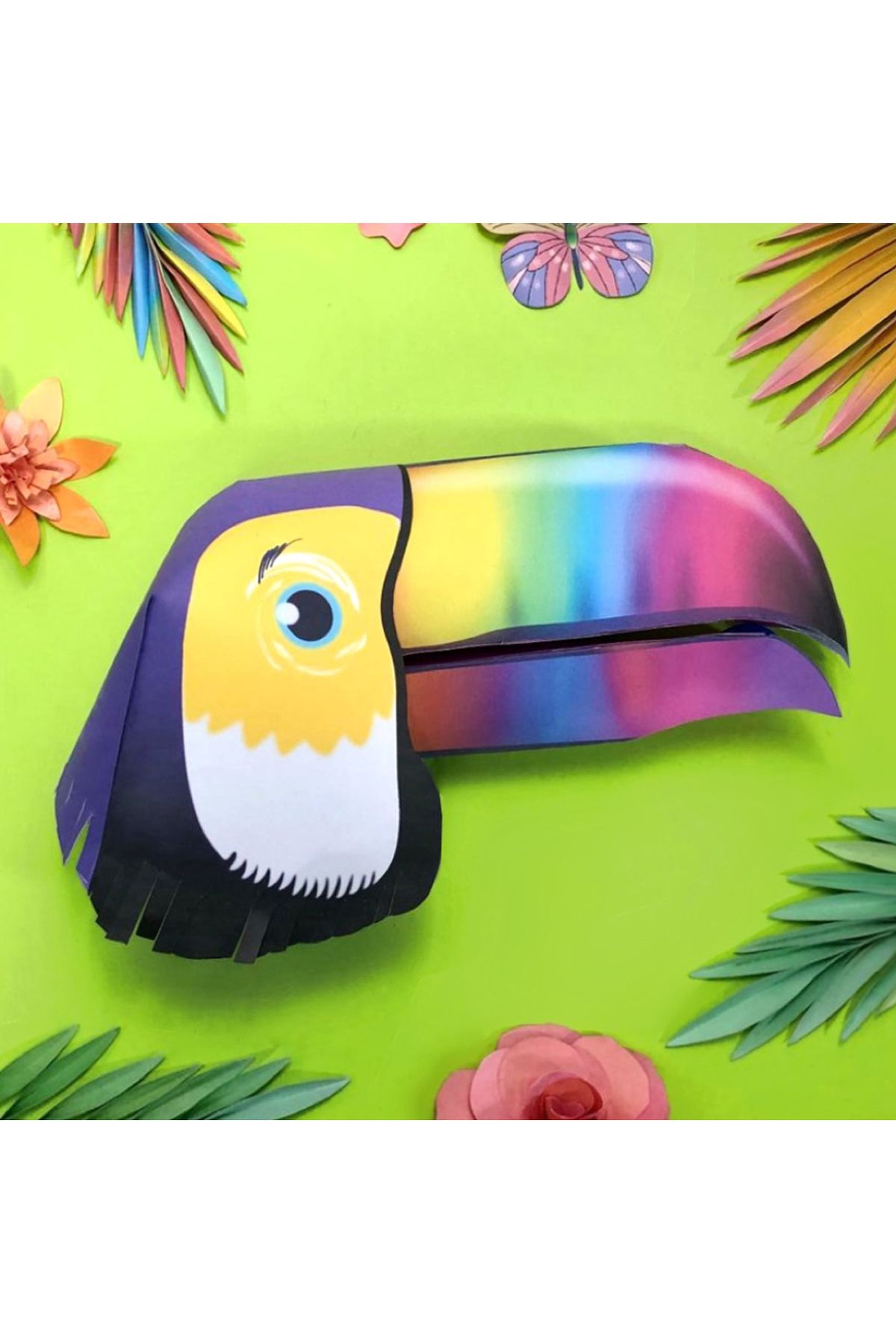 Probest DESIGN Toucan El Kuklası, Mentossori Kes Yapıştır Kuşe Kukla El Becerisi