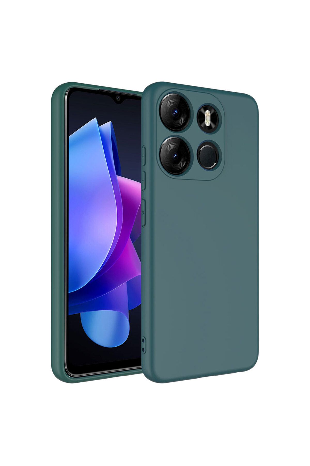 Nevarium Tecno Spark Go 2023 Kılıf Lansman İçi Kadife Kamera Korumalı Mara Silikon Kılıf - Koyu Yeşil
