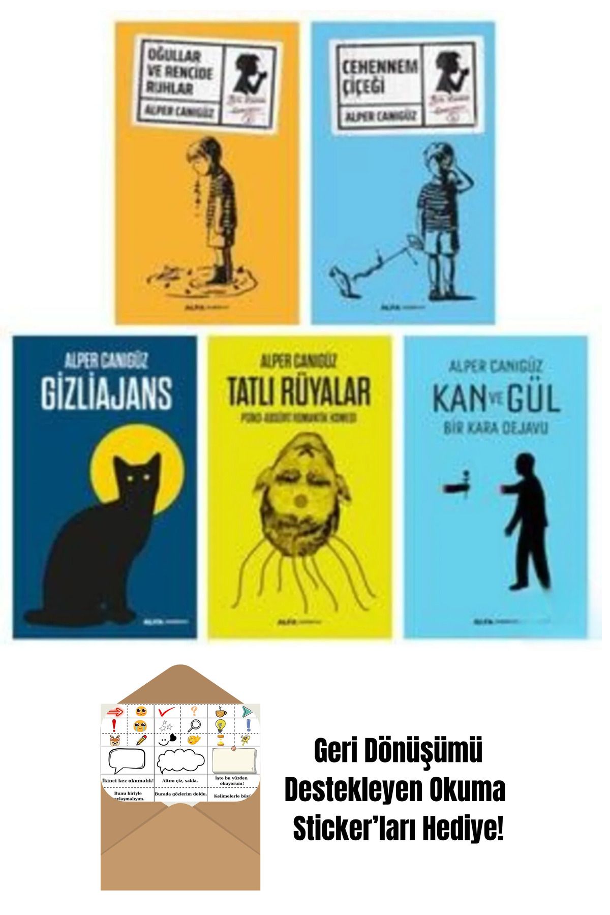 Alfa Yayınları Alper Canıgüz 5 Kitap Set Gizliajans Tatlı Rüyalar Kan Ve Gül + Okuma Sticker'ları