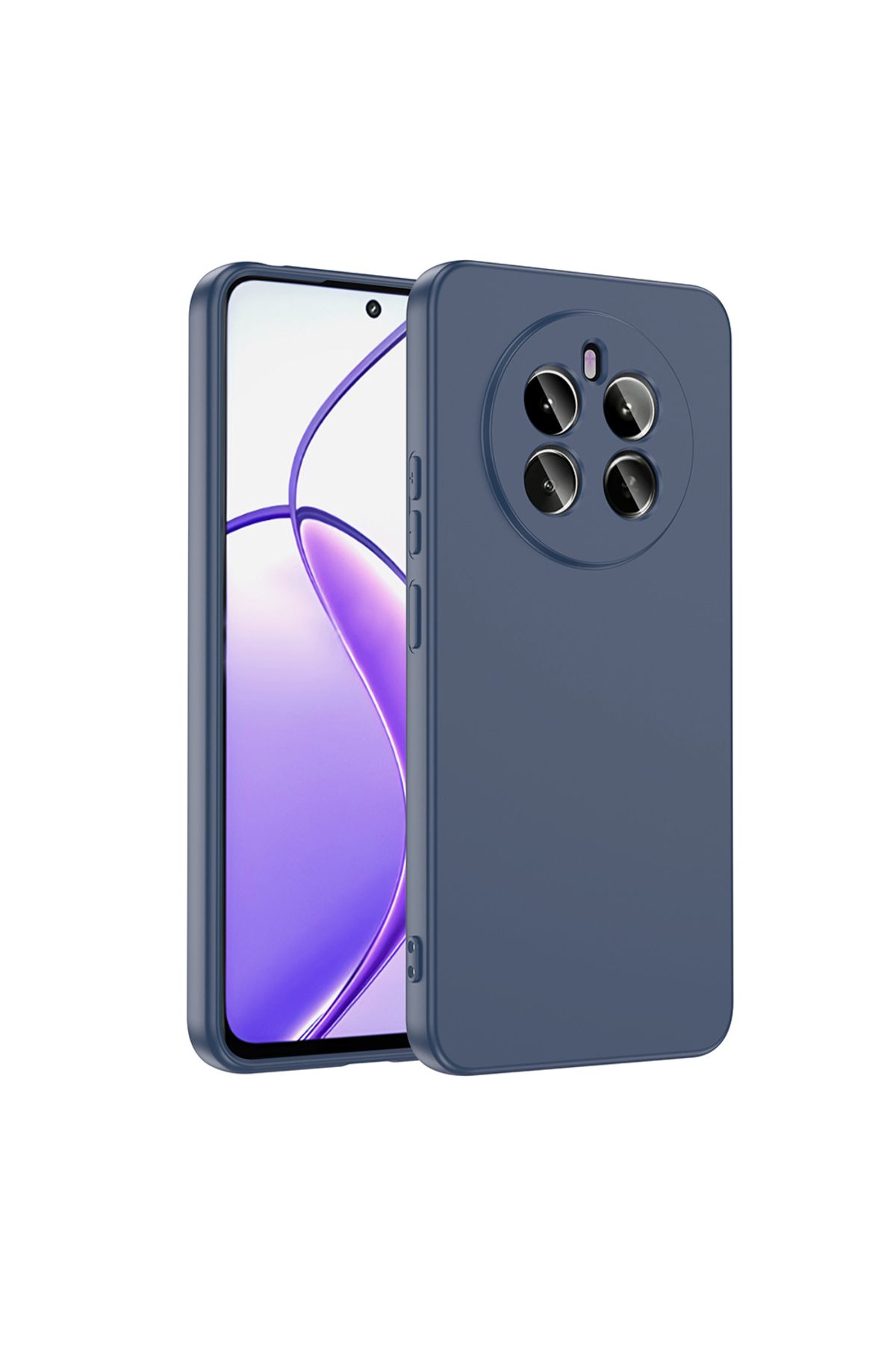 Nevarium Realme 12 Plus Kılıf Lansman İçi Kadife Kamera Korumalı Mara Silikon Kılıf - Lacivert