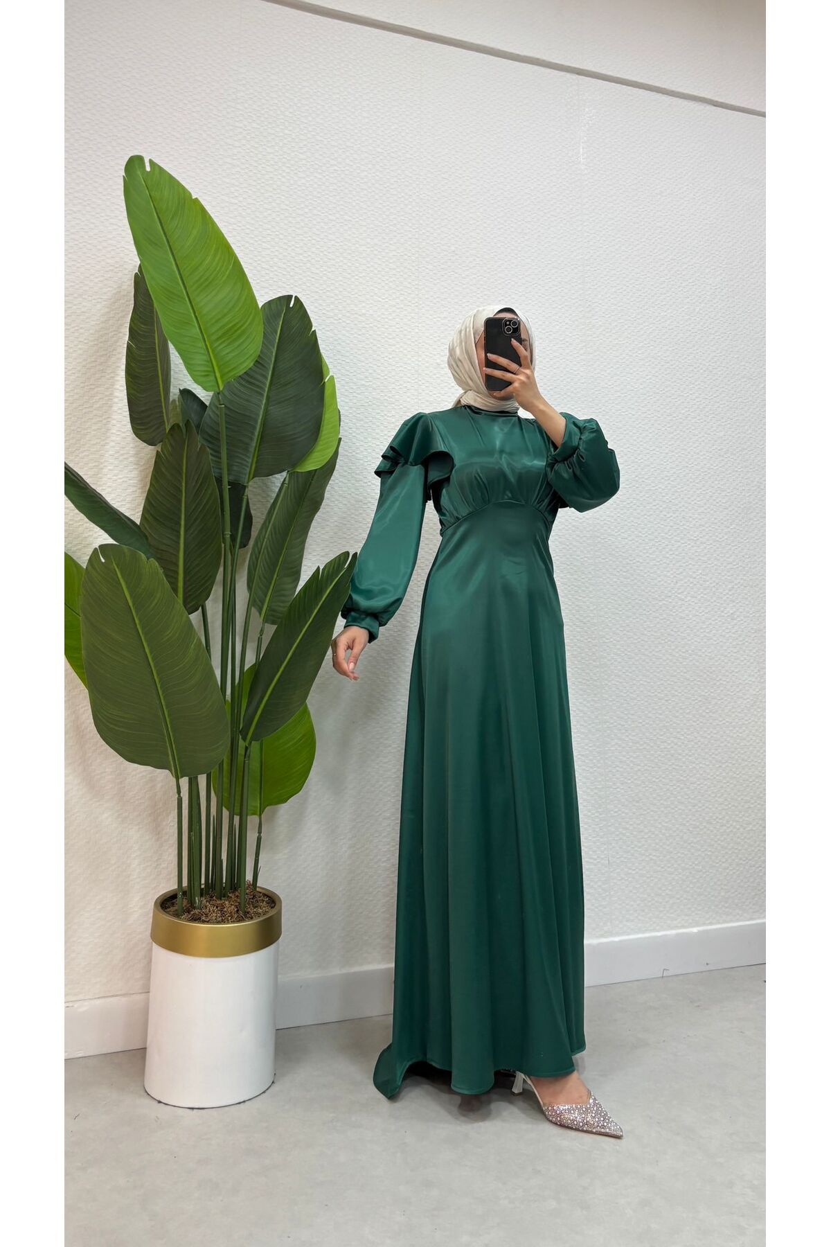 modadeywearst Kuyruklu Saten Tesettür Abiye