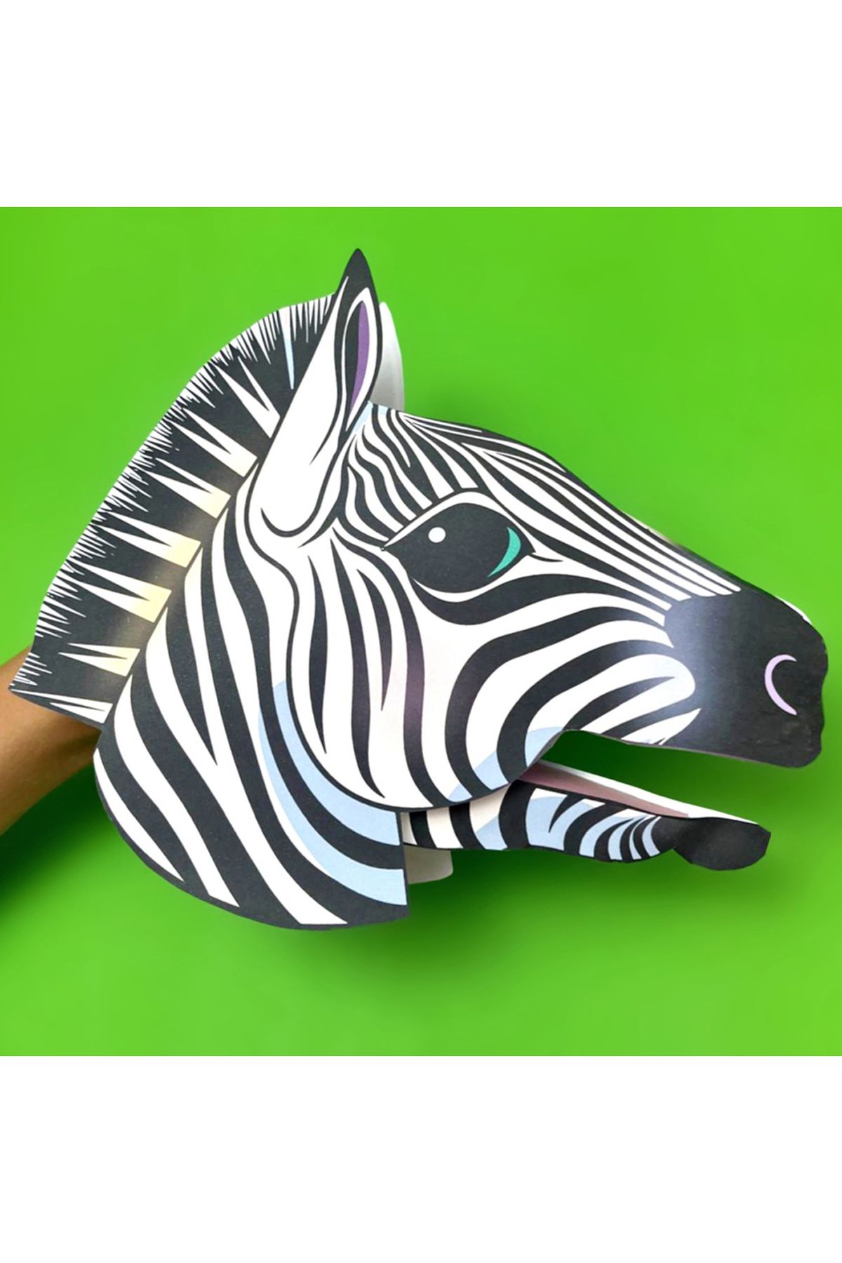 Probest DESIGN Zebra El Kuklası, Mentossori Kes Yapıştır Kuşe Kukla El Becerisi