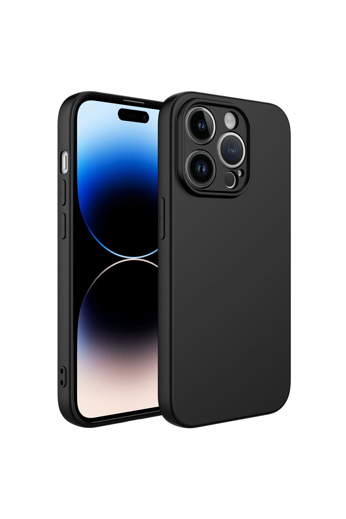 Nevarium iPhone 14 Pro Kılıf Lansman İçi Kadife Kamera Korumalı Mara Silikon Kılıf-Siyah