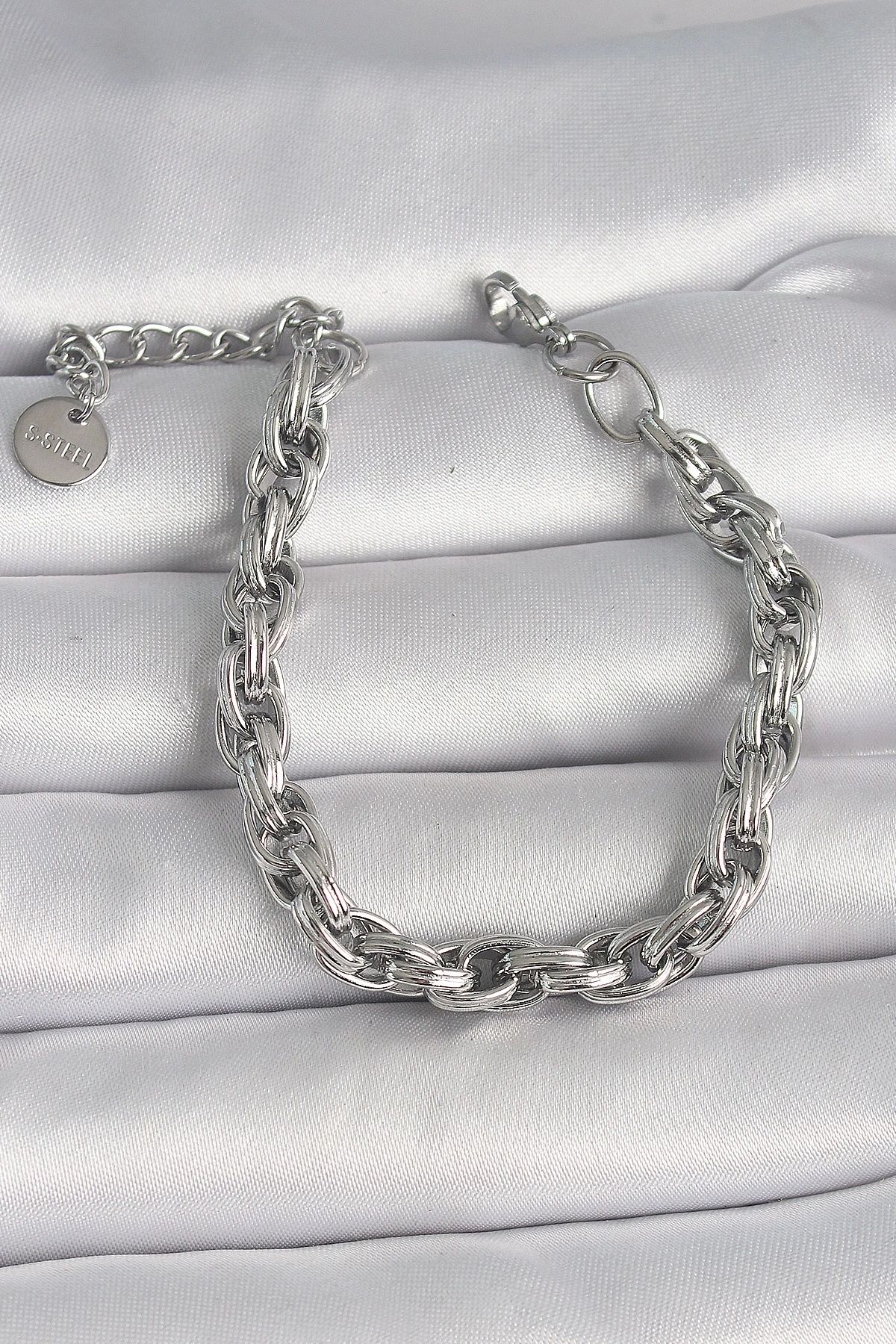 OurStyles 316L Çelik Gümüş Renk İnce Zincir Model Kadın Bileklik - TJ-BB6656