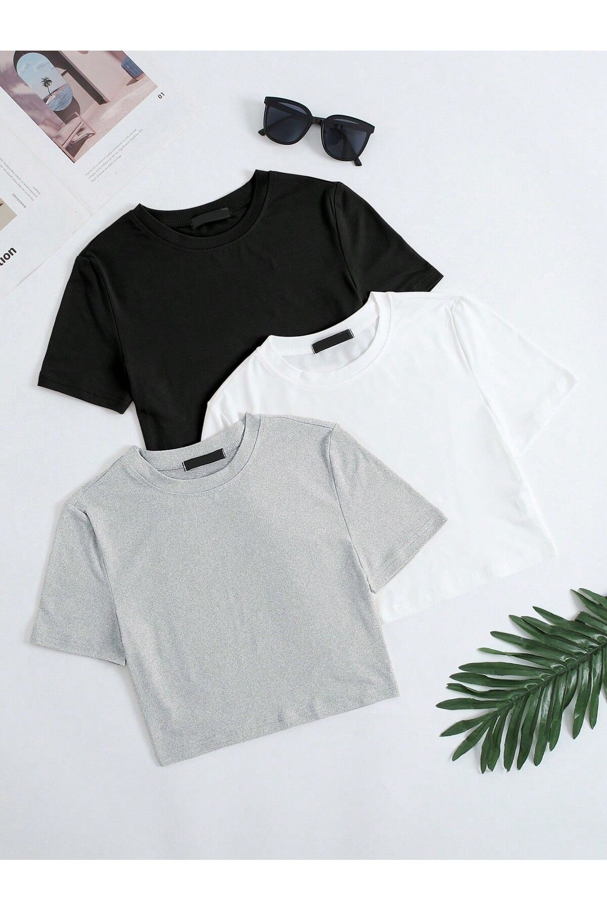 Gollinger 3LÜ PAKET KADIN Crop T-shirt