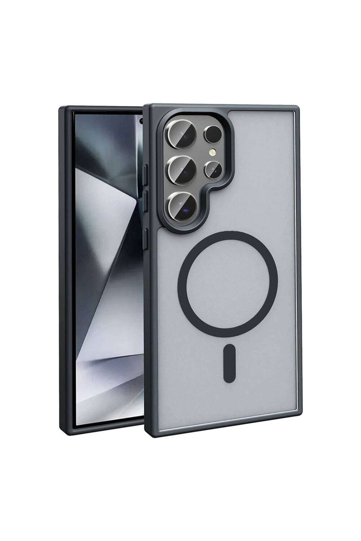 batuteknoloji Galaxy S23 Ultra Kılıf M-safe Şarj Özellikli Mat Arka Yüzey Zore Sio Kapak