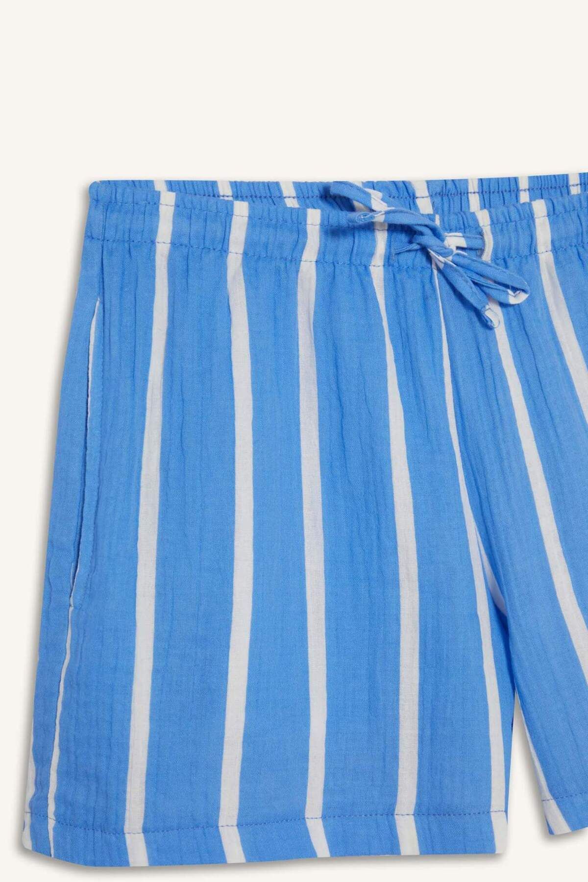 DeFacto-A-Line Regular Waist Short Leg Muslin Shorts F3577Ax25Sm 8