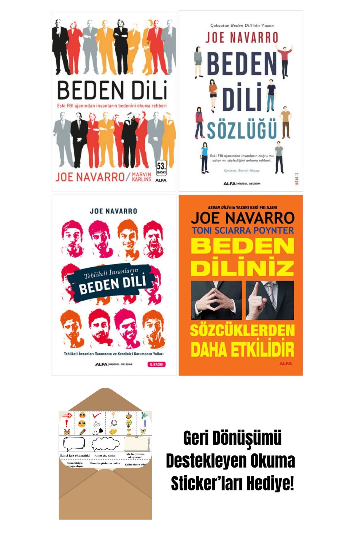 Alfa Yayınları Joe Navarro 4 Kitap Beden Dili Seti + Okuma Sticker'ları