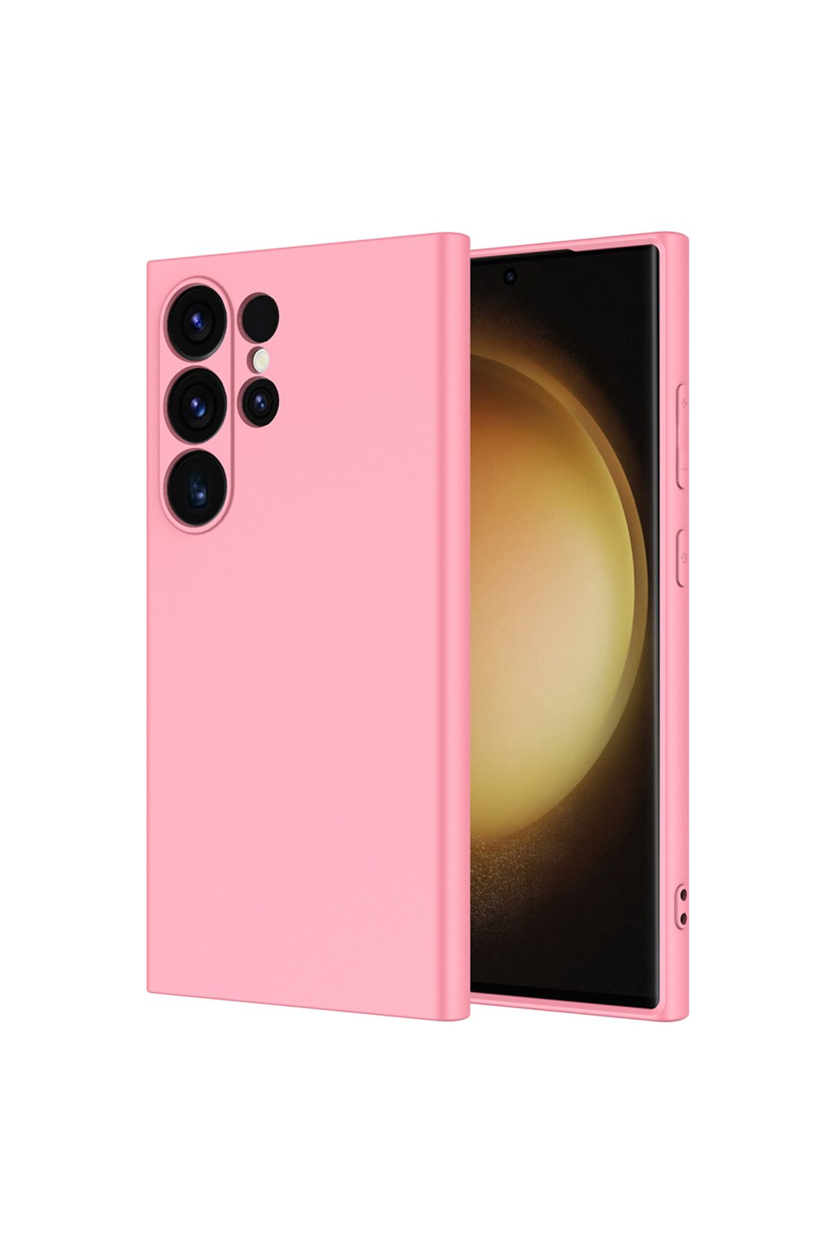 Nevarium Samsung Galaxy S25 Ultra Kılıf Lansman İçi Kadife Kamera Korumalı Mara Silikon Kılıf-Pembe