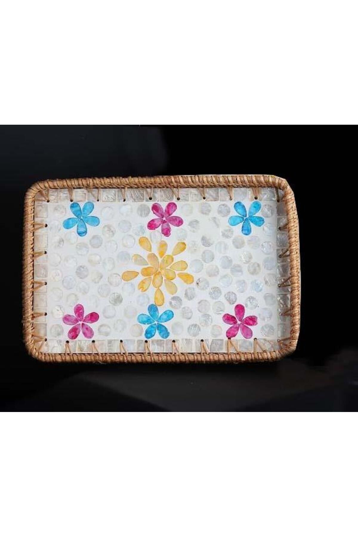 Altabi Rattan Sunum Tepsisi Desenli Küçük Boy 30x20 CM