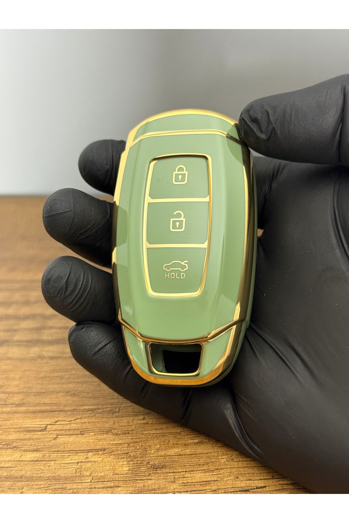 Mavi Keys Hyundai Kona Elantra i10, i20 Santa Fe 2019 ve Üstü Smart Uyumlu 3 Düğmeli Silikon Kılıf Yeşil Renk