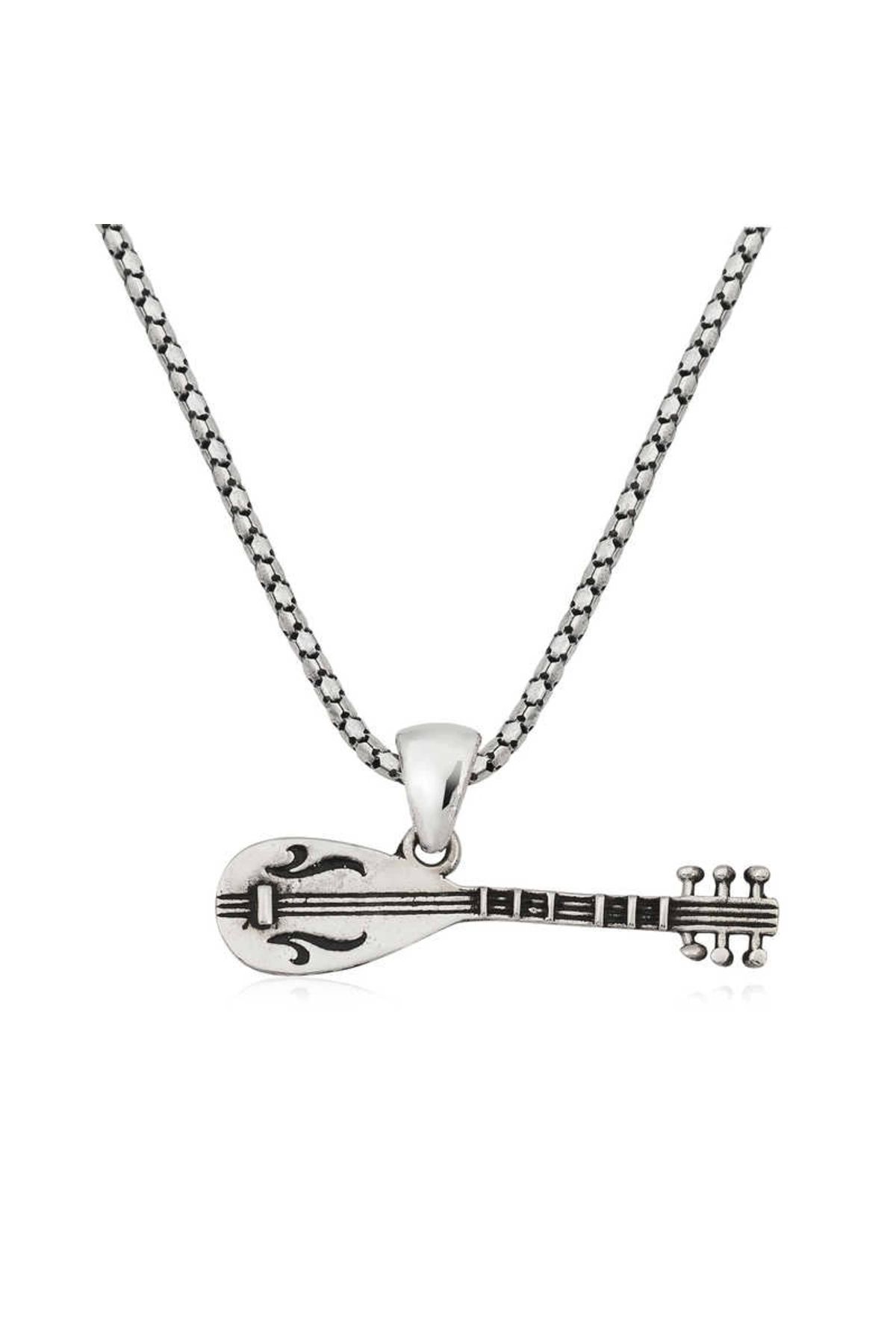 minaydan 925 Ayar Gümüş Saz Erkek Gümüş Kolye