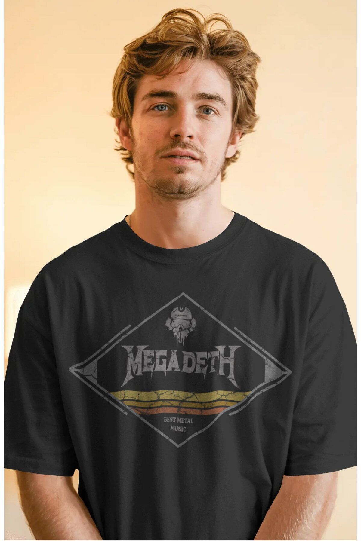 Fuddy Moda Unisex Best Metal Music Megadeth Baskılı Tişört, Oversize Rock Band Temalı T-shirt