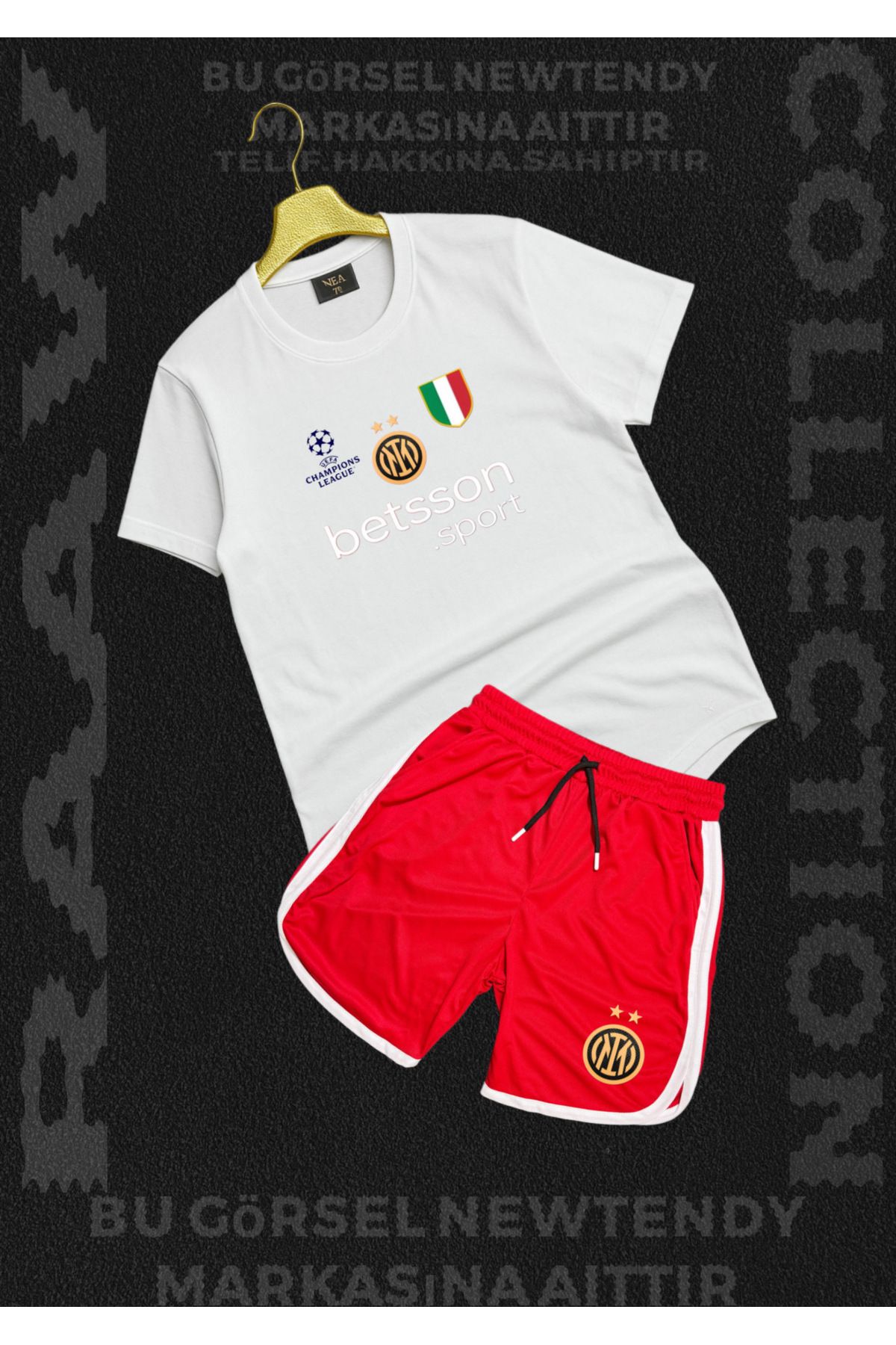 NEW TRENDY COLLECTİON ✅Inter Milan şampiyonlar ligi logo baskılı Thşört yazlık şort kombin 2li set ürünler