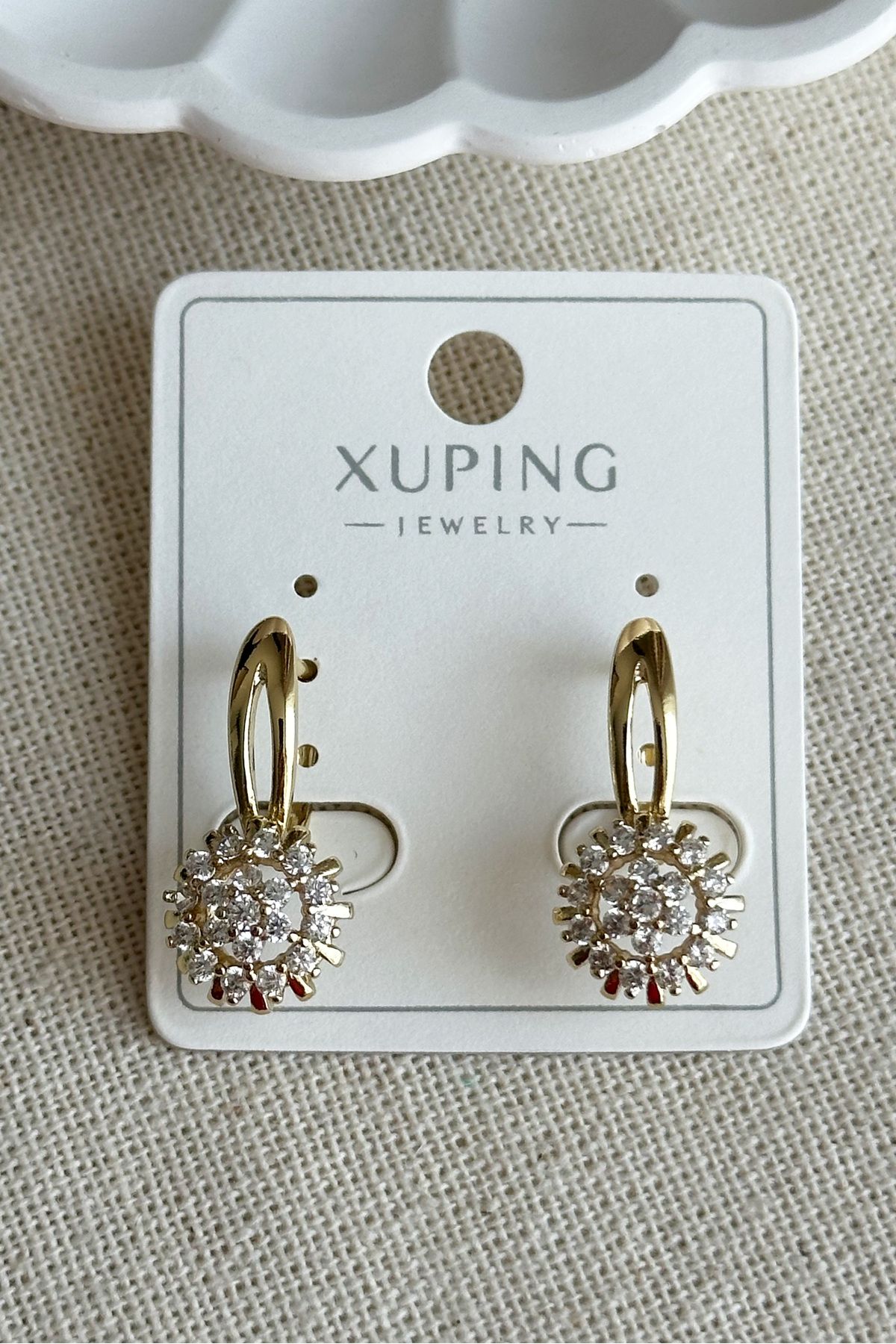 Modacaprea Xuping 14K Yaprak Halka Taşlı Kadın Küpe – Kararmaz | Kadın Takı Xuping Küpe