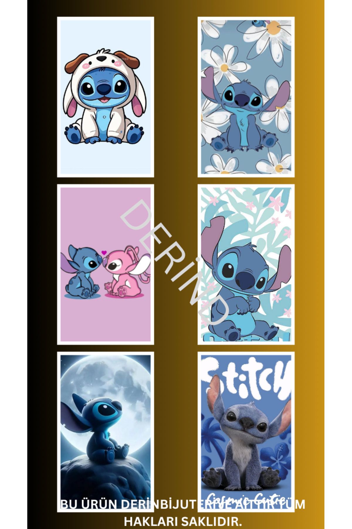 DERİND Stitch Sticker 8 adet özel üretim 7.5 x 10 cm karışık
