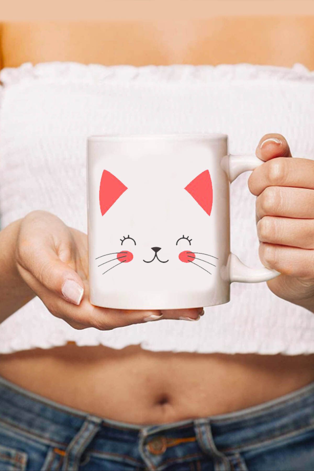 RETROGO Sevimli Kedi Meow Cat Kupa