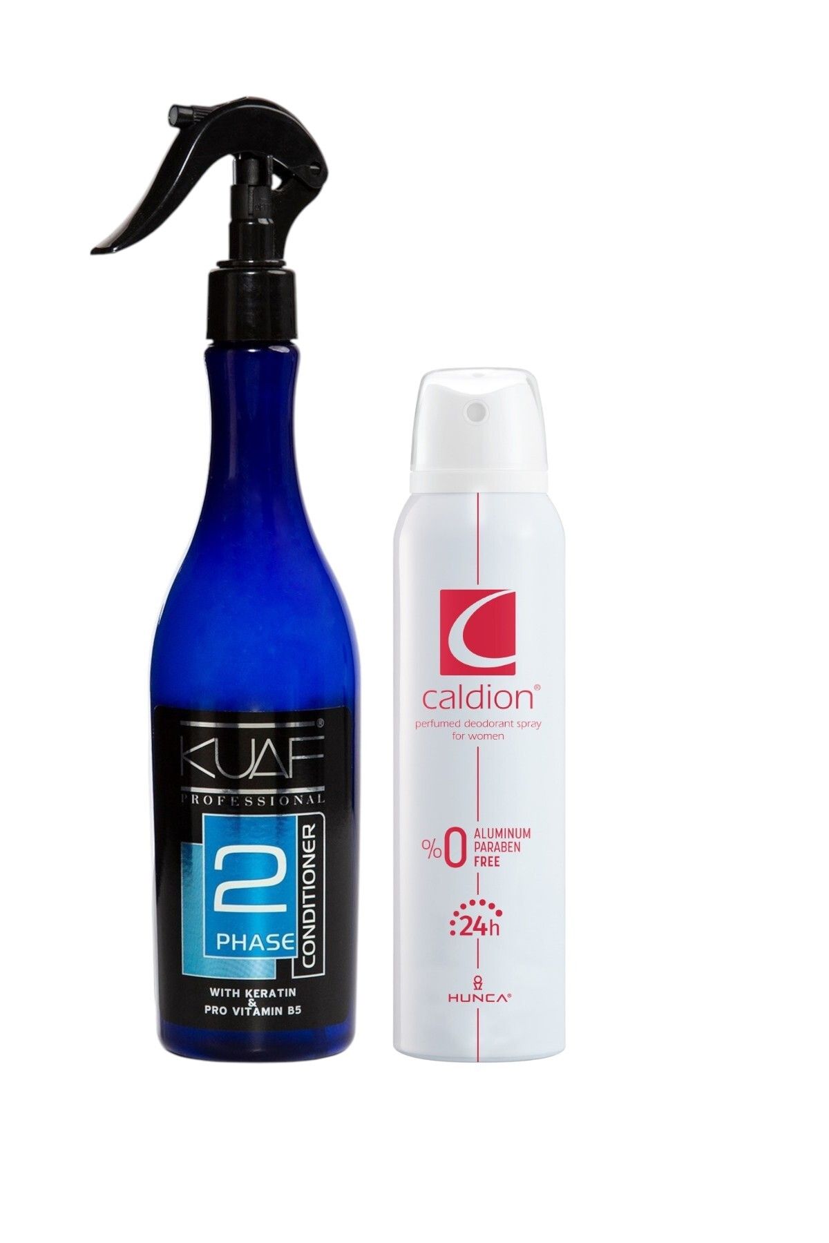 Kuaf Mavi Keratinli Fön Suyu Sıvı Saç Kremi 400 ml + Caldion Kadın Deodorant 150ml