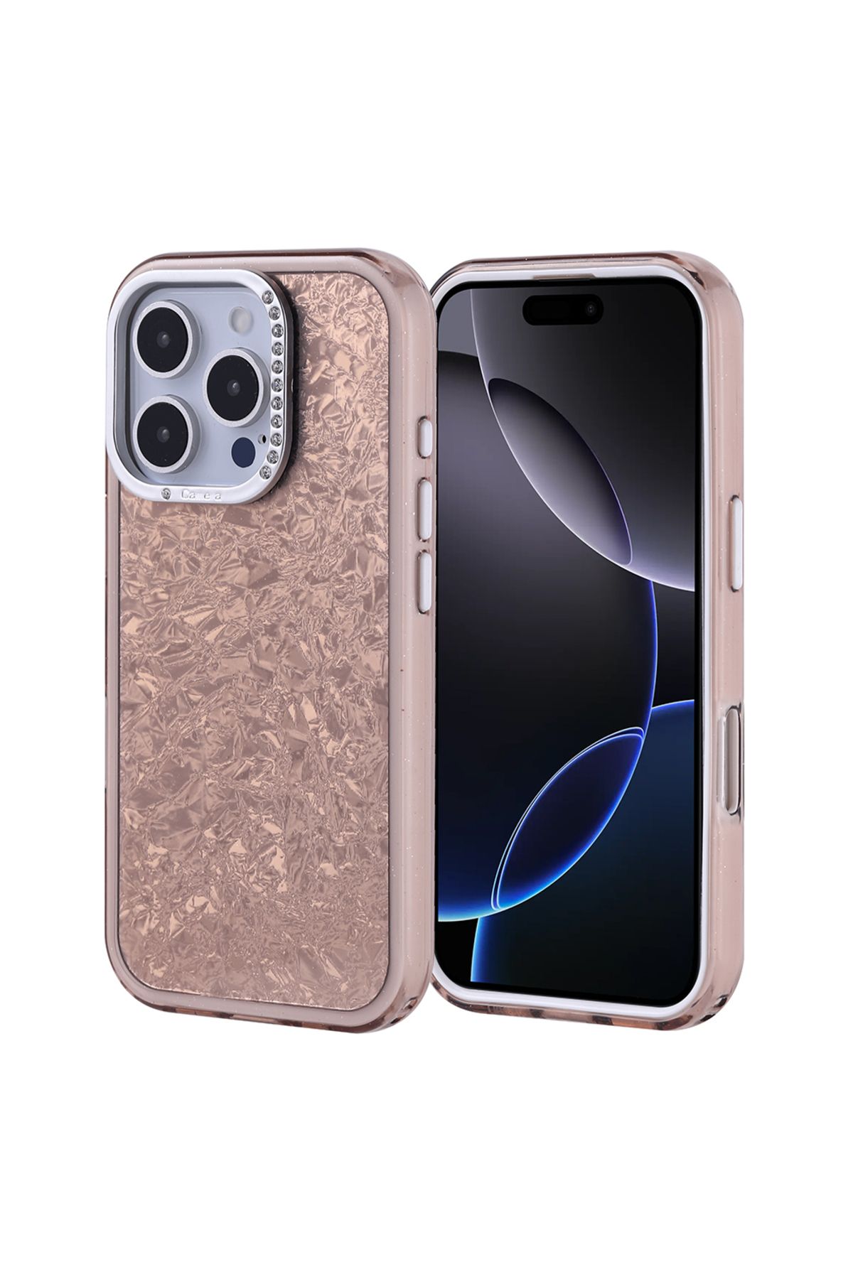 Başkenttekno iPhone 16 Pro Kılıf Taşlı Tasarım Kapi Kapak