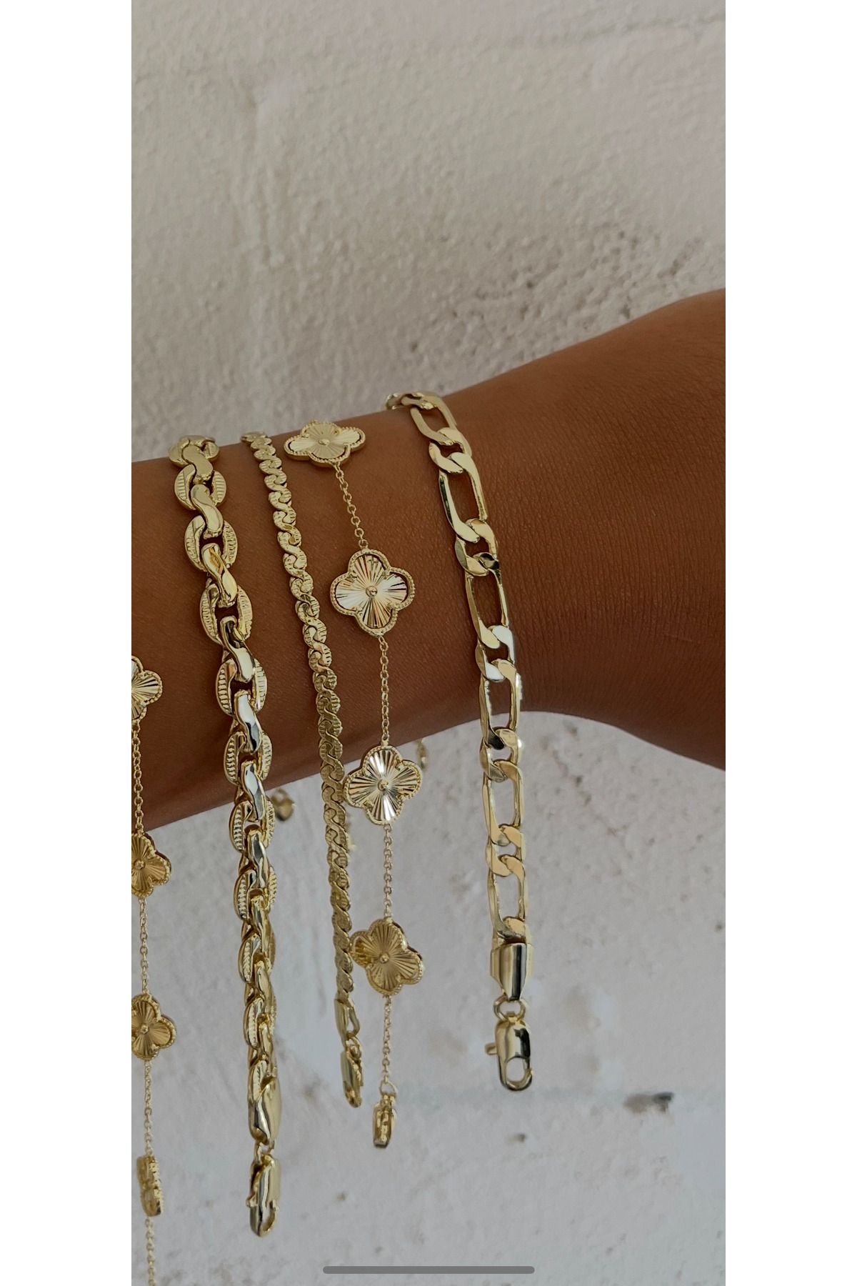 FASHİON JEWELRY Çelik Bileklik 14 K Kaplama Büyük Boy Çiçek Model