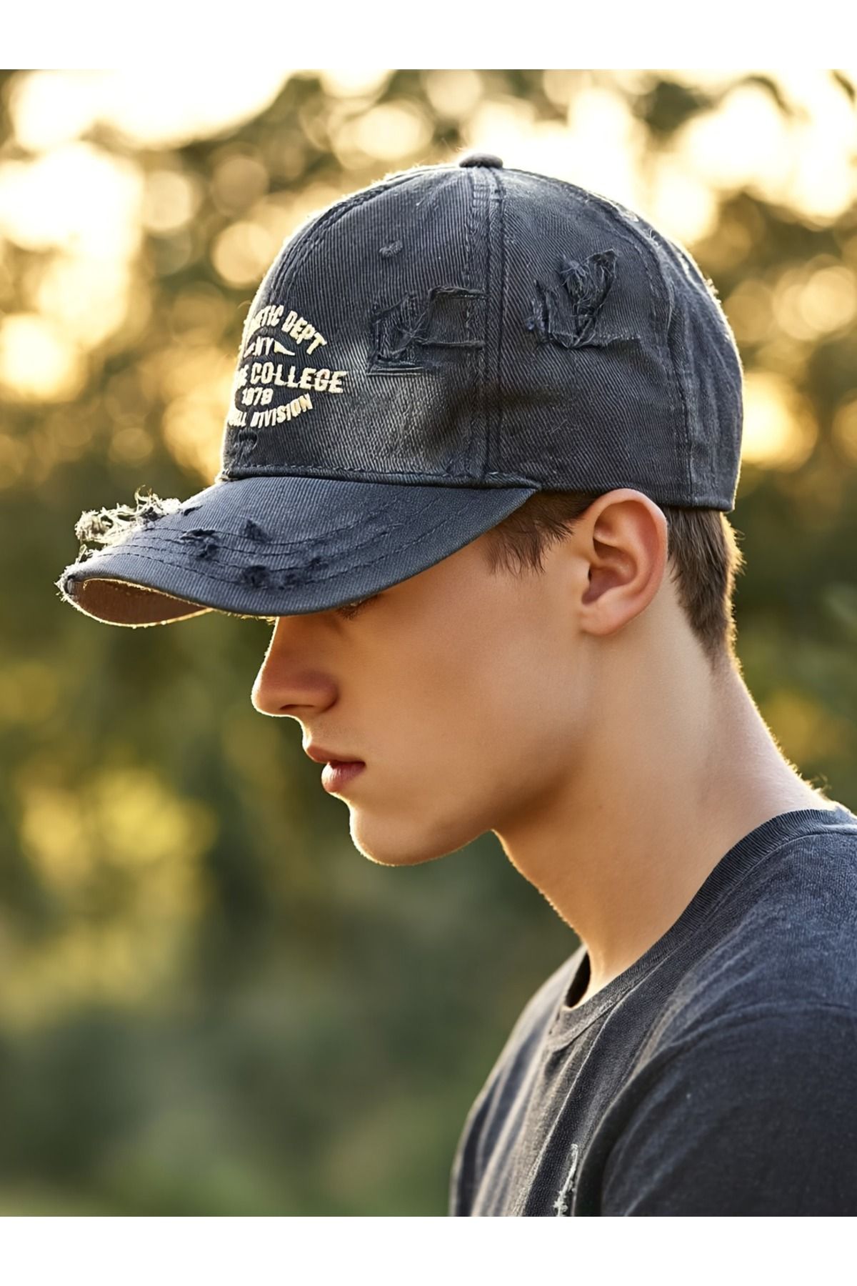 LAGRANZE Yırtık Detaylı Unisex Kot Spor Şapka