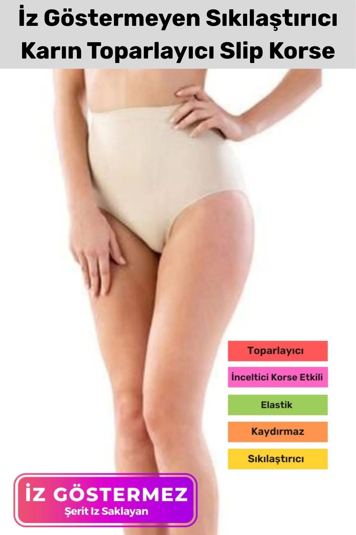 PeraNova Özel Seri Yüksek Bel Kaydırmaz İz Göstermeyen Sıkılaştırıcı Karın Toparlayıcı Slip Korse