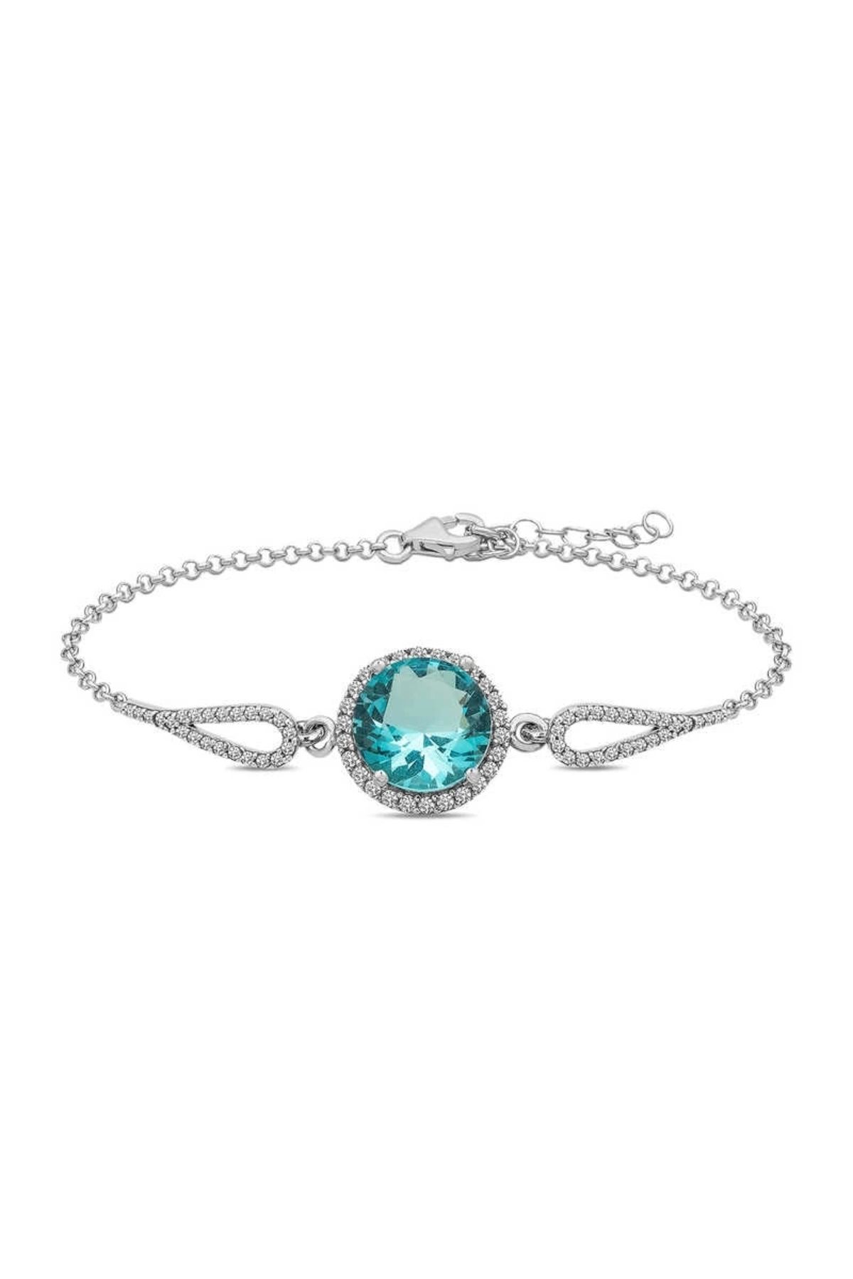 minaydan 925 Ayar Gümüş Aquamarine Bileklik