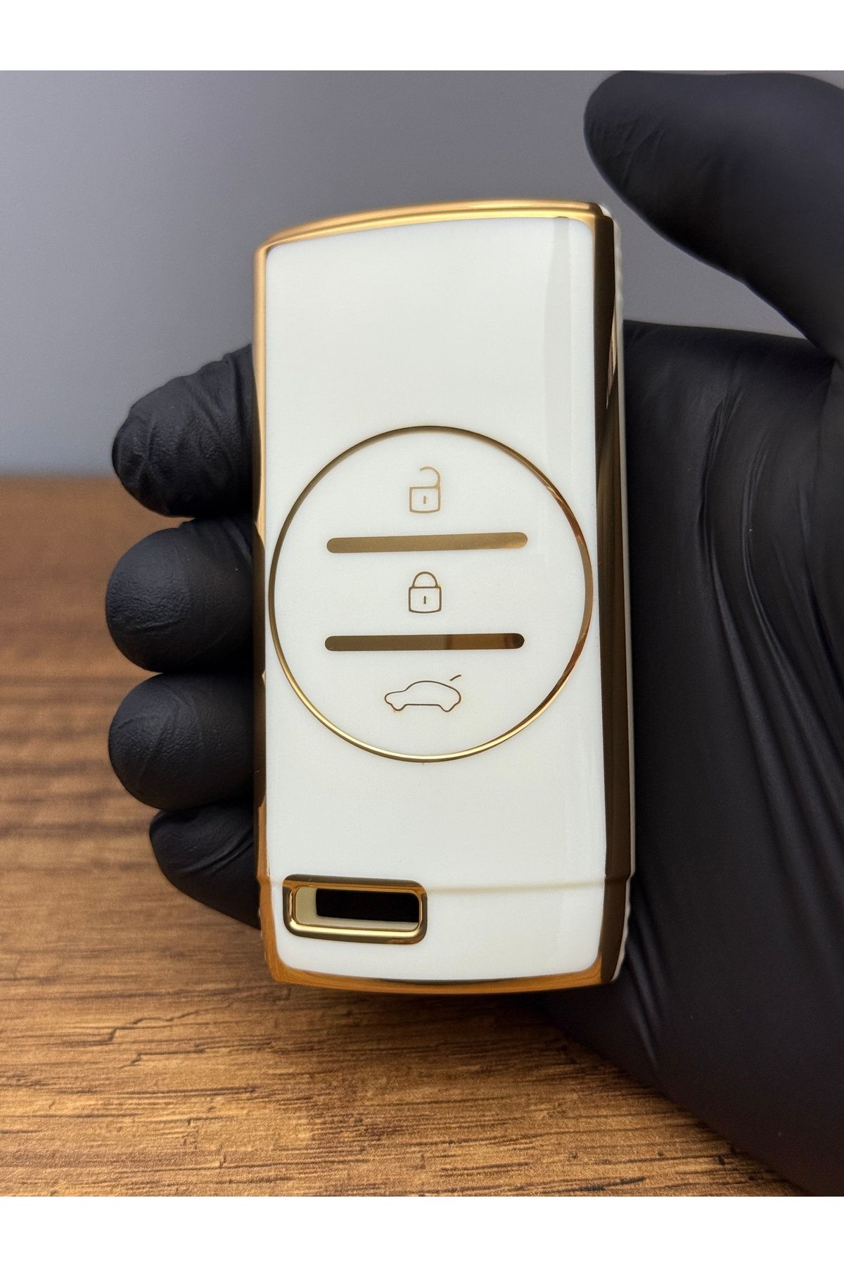 Mavi Keys Chery Tiggo 7 Plus Smart Uyumlu 3 Düğmeli Silikon Anahtar Kumanda Koruma Kılıfı – Beyaz Renk