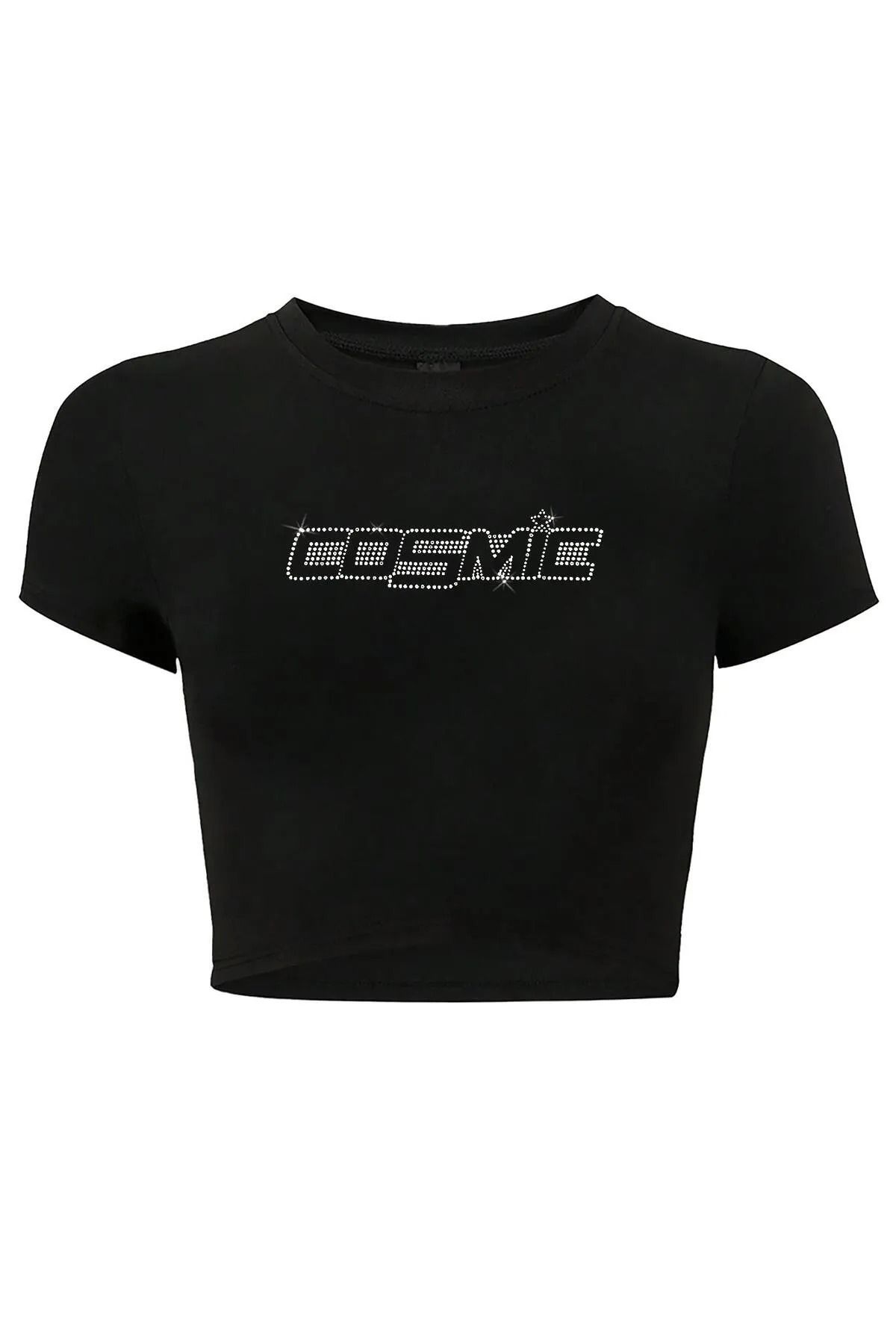 Bozz&Bozz Collection Kadın Kristal Taş Baskılı Cosmic Crop T-shirt
