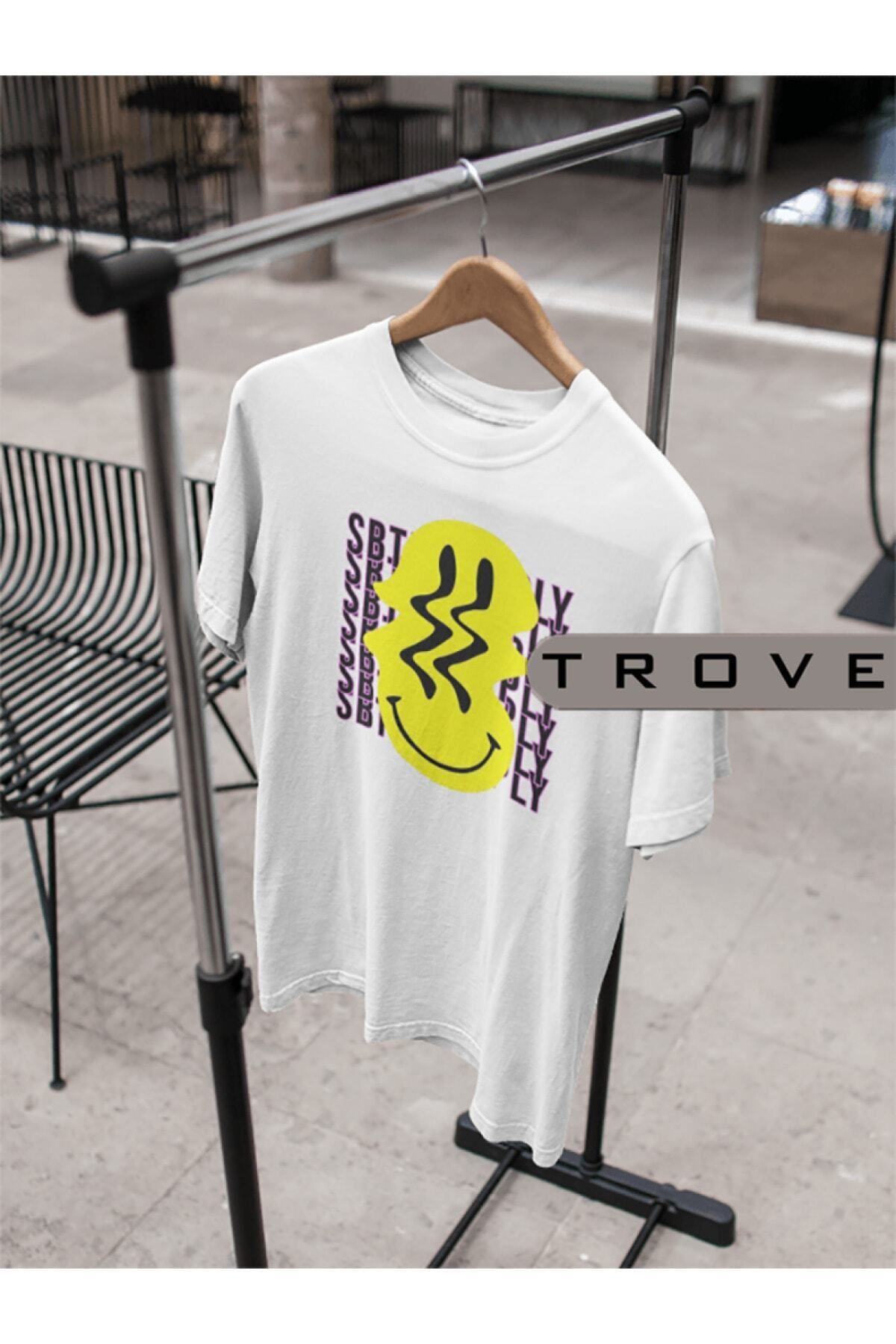 Pisa Art-Unisex Γυναικείο Ανδρικό Smiley Face Slip 100% βαμβακερό εμπριμέ ασπρόμαυρο μπλουζάκι 2